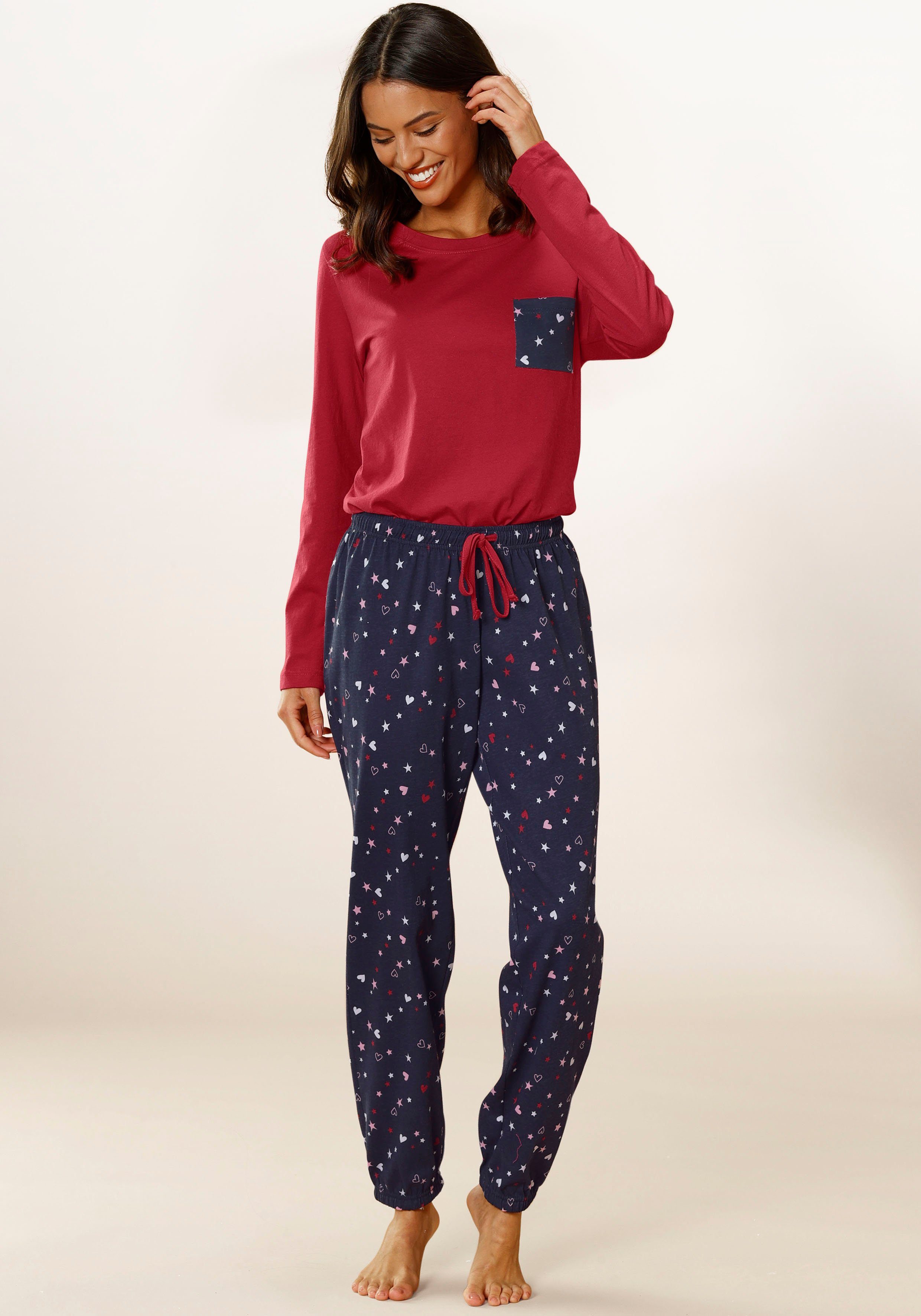 Vivance Dreams Pyjama (2 tlg) mit niedlichem Herzen-Sterne-Druck günstig online kaufen