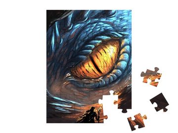puzzleYOU Puzzle Orangefarbenes Auge des Drachen, 48 Puzzleteile, puzzleYOU-Kollektionen Drache, Tiere aus Fantasy & Urzeit