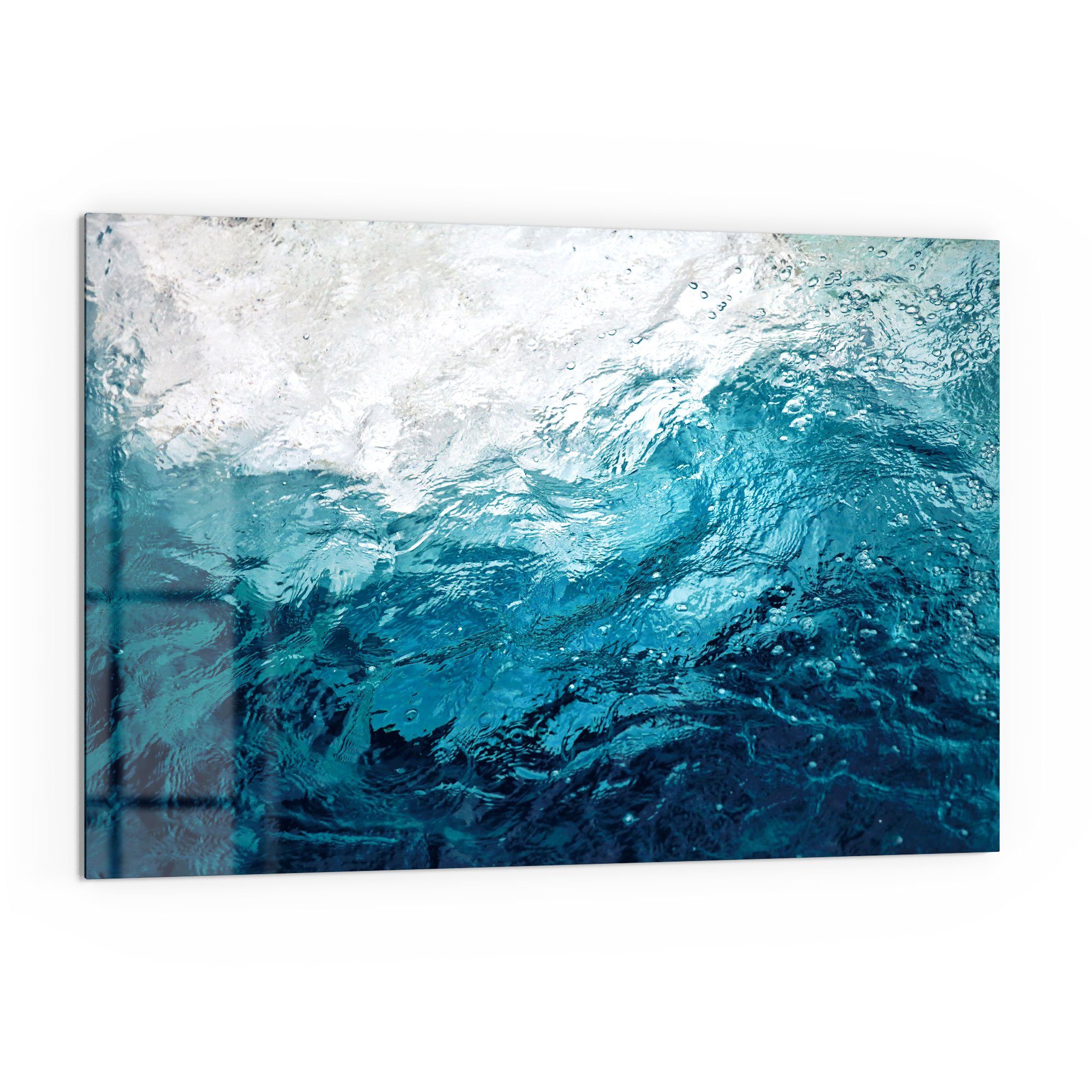 DEQORI Küchenrückwand 'Blick Glas Herdblende Wellen', durch Spritzschutz Badrückwand