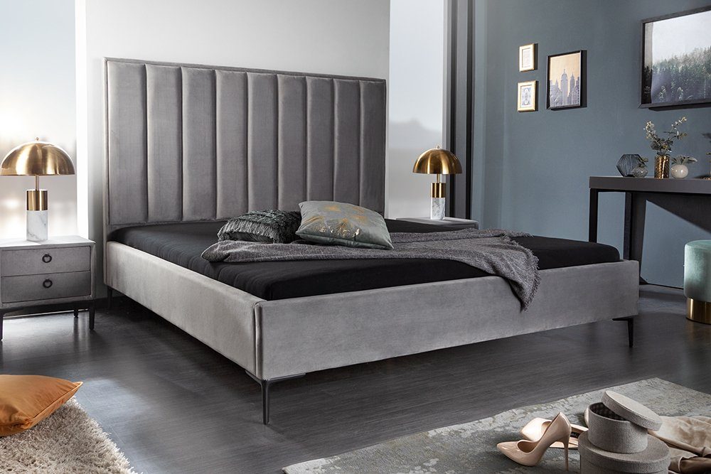 riess-ambiente Bett »COSMOPOLITE 160x200cm silbergrau«, Polsterbett · Samt  · Modern Design