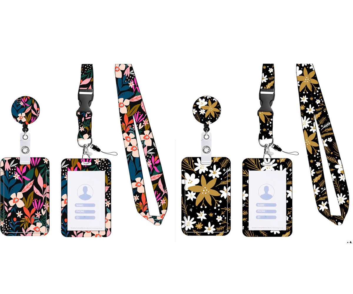 XDeer Брелки 2 Stück Ausweishülle mit Band, Ausziehbarer Брелки Badge, Holder,Schlüsselband mit Karabiner für Frauen, Lehrer