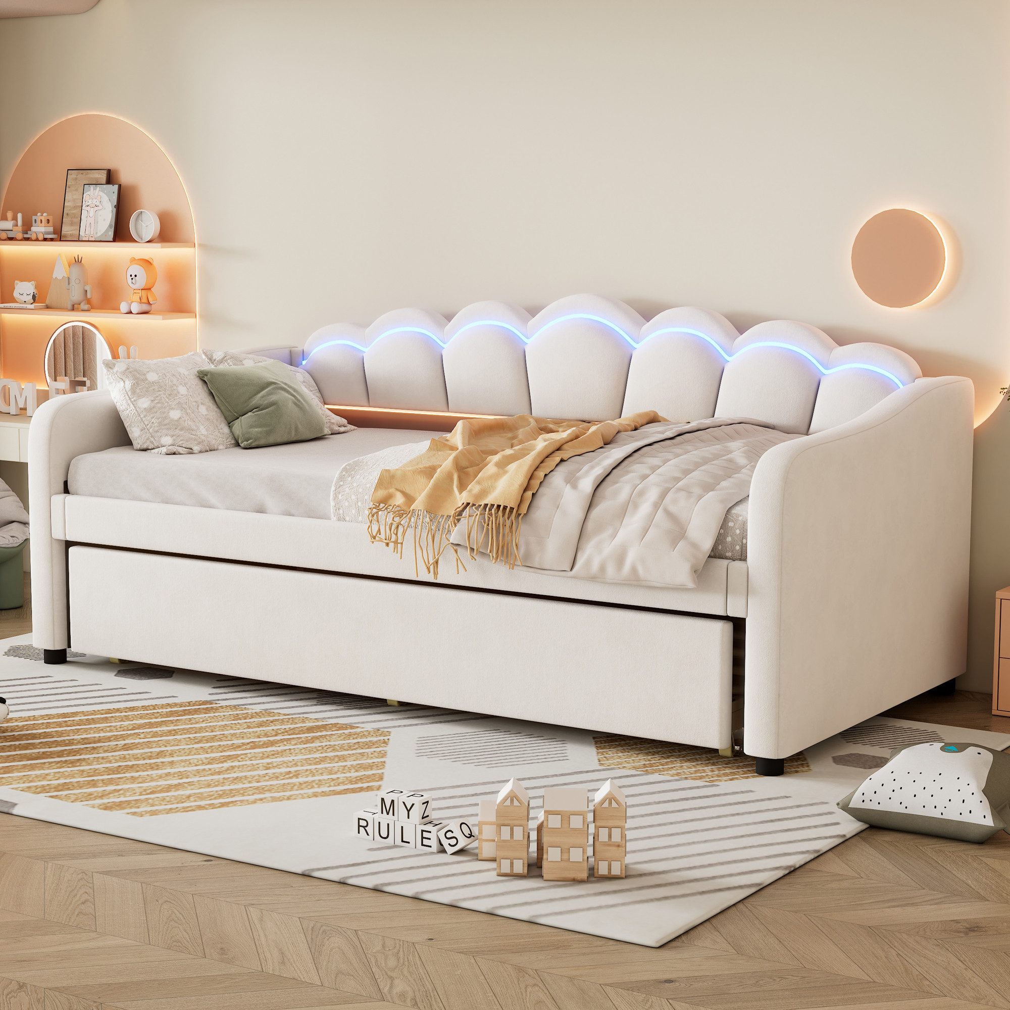 STILVORA Polsterbett mit bettfunktion,Tagesbett ausziehbar,Polsterbett 90x2 günstig online kaufen
