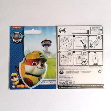 PAW PATROL Aufnäher Bügelbild, Aufbügler, Applikationen, Patches, Flicken, zum aufbügeln, Polyester, Paw Patrol RUBBLE - Größe: 7 x 5,1 cm