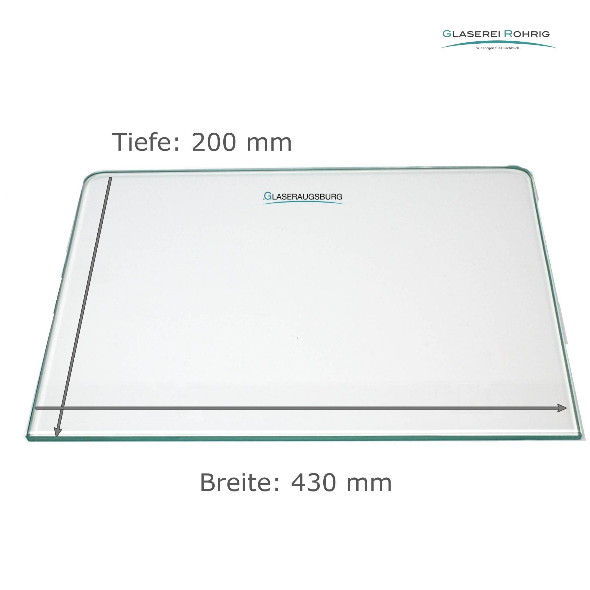 EUR/qm) Klarglas - Rundecken Viele Kühlschrank 2 - - (89,96 Maße! 4 mm Glaserei Rohrig Einlegeboden