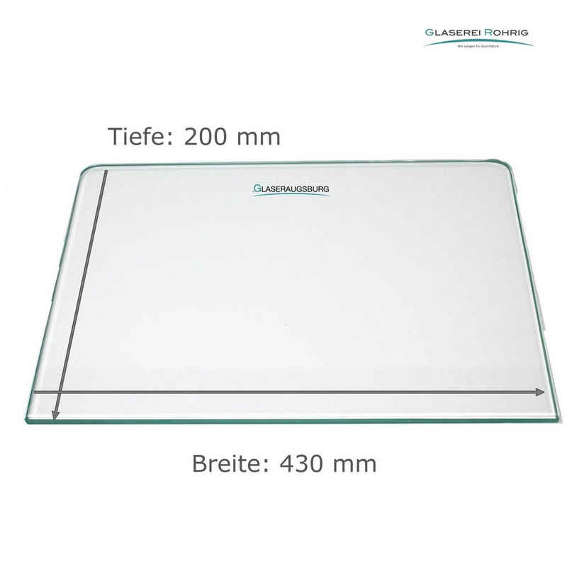 Glaserei Rohrig Einlegeboden Kühlschrank - Klarglas 4 mm (89,96 EUR/qm) - 2 Rundecken - Viele Maße!