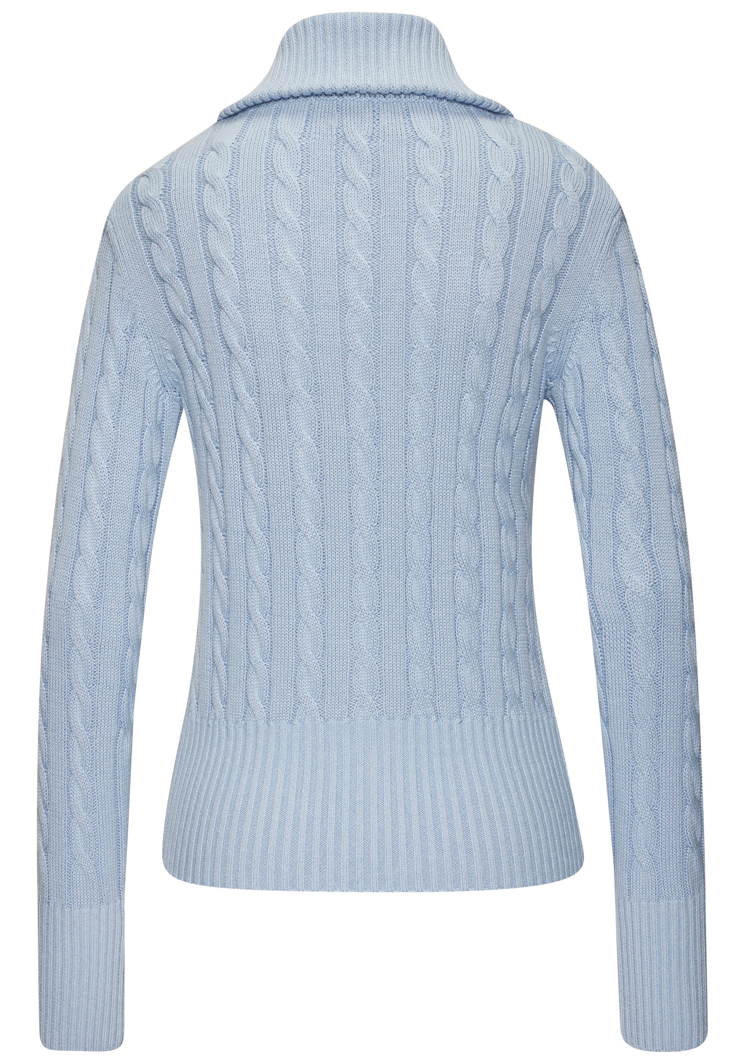 LASCANA Strickjacke mit Zopfstrickmuster und Reißverschluss gemütlicher Cardigan, figurbetonte Form mit Kragen, Zopfmuster – Bild 4 von 5