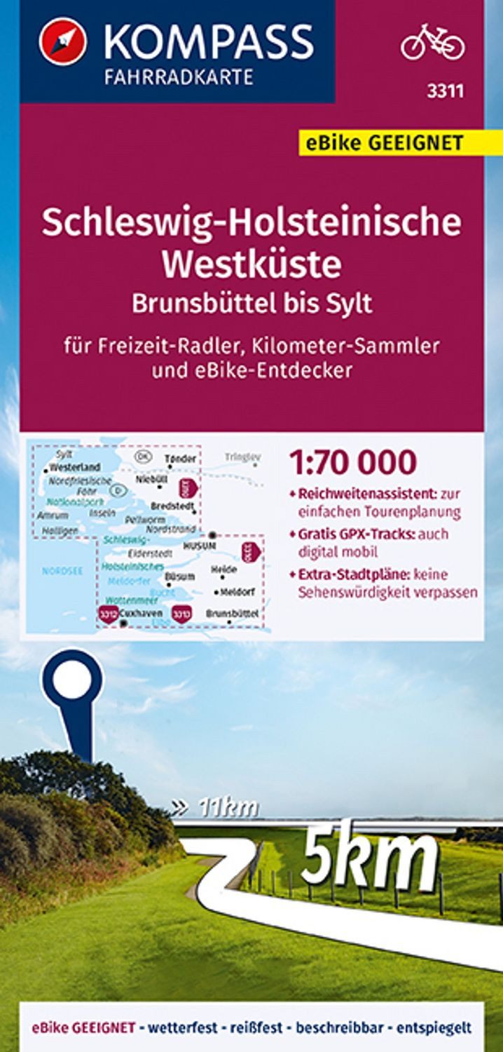 KOMPASS Fahrradkarte 3311 Schleswig-Holsteinische Westküste 1:70.000 / diverse