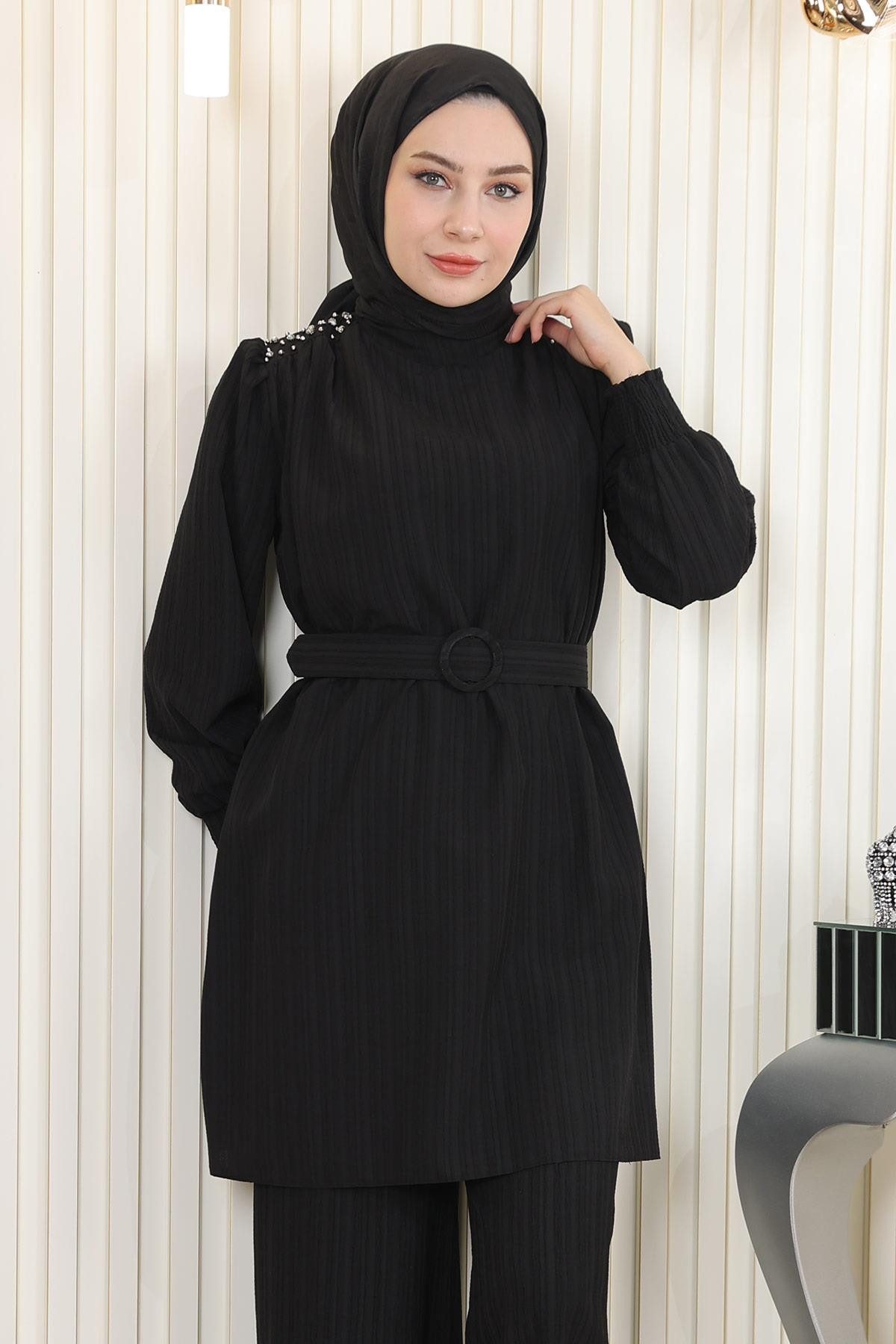 MODAMİHRAM Tunikakleid Stein Detailgürtel Set günstig online kaufen