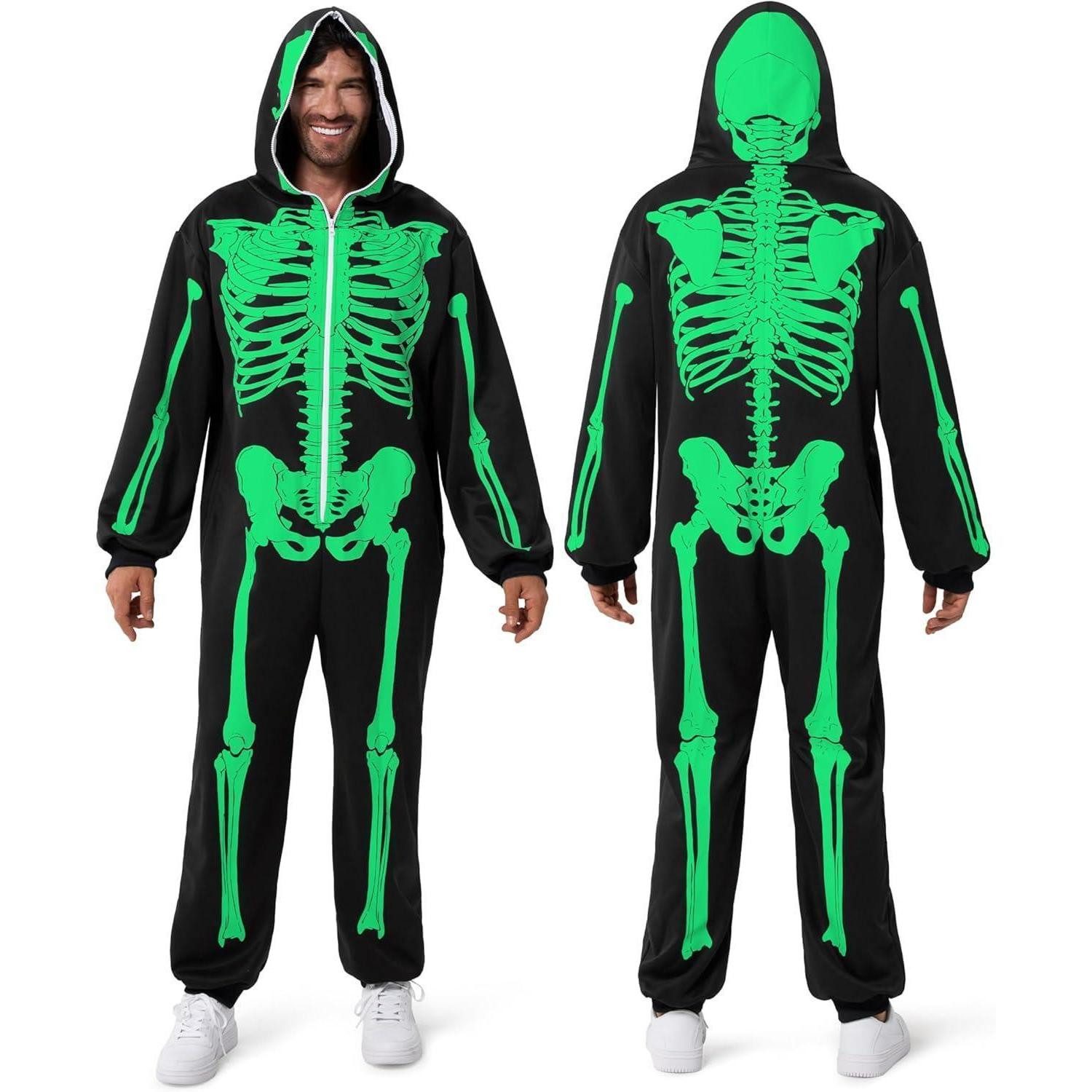 LuxusKollektion Partyanzug Skelett-Overall Herren, Einteiler im Dunkeln leuchtend, Halloween
