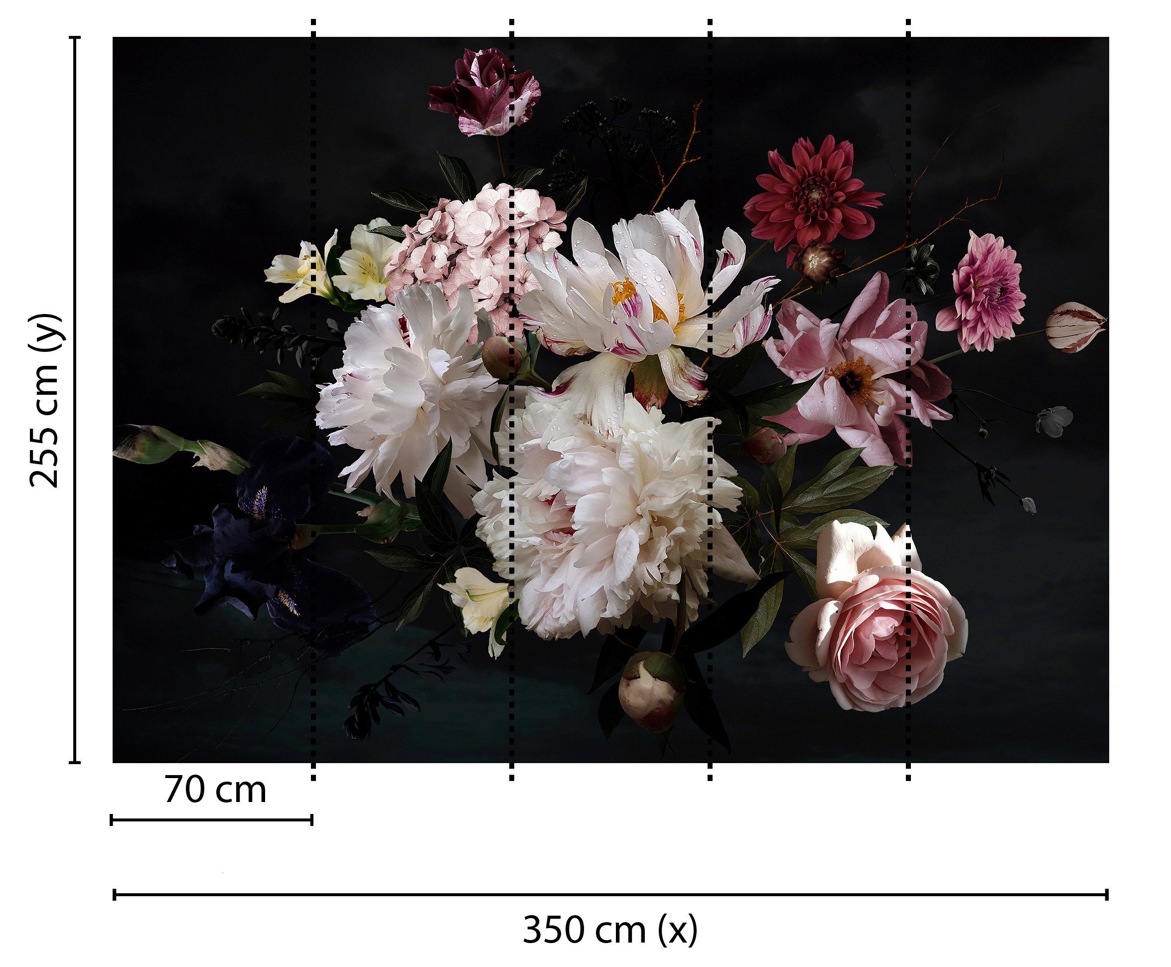 living walls Fototapete Designwalls Bunch of Flower 1, glatt, (5 St), Vlies, Wand, Schräge, Decke