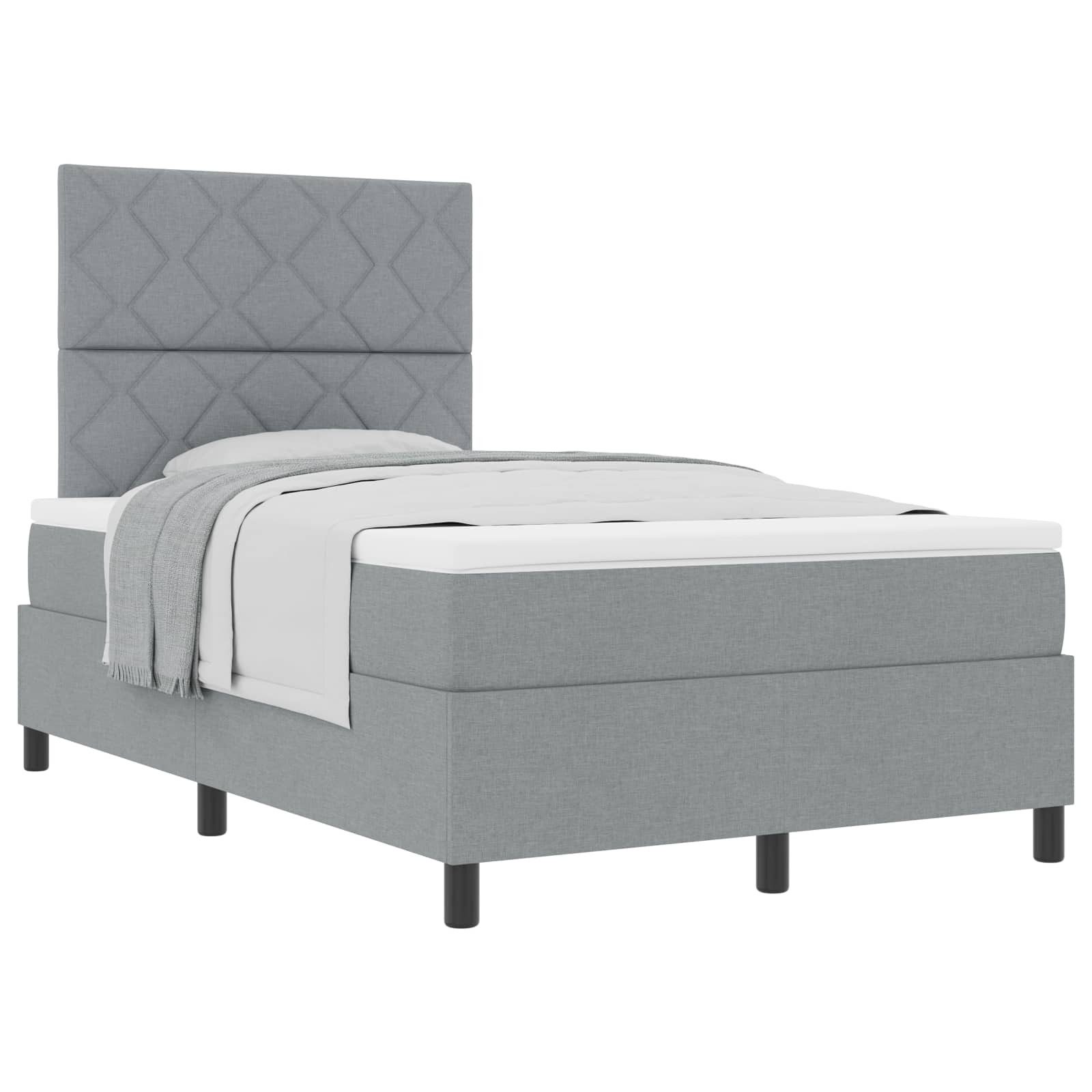 Bett Boxspringbett mit Kopfteil Hellgrau 120 x 190 cm Stoff