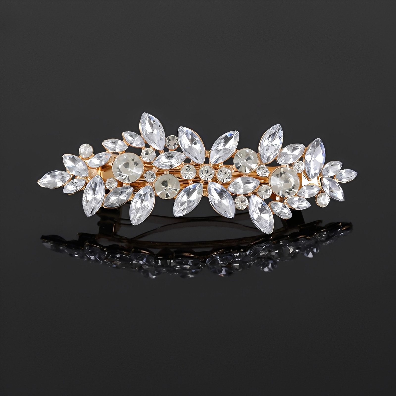 The Beauty House Haarspange Elegante Haarklammer mit Strass im Blatt-Design Haarkamm Haarschmuck, Luxus Haarklammer, Brautschmuck, Hochzeit, Party & festliche Anlässe