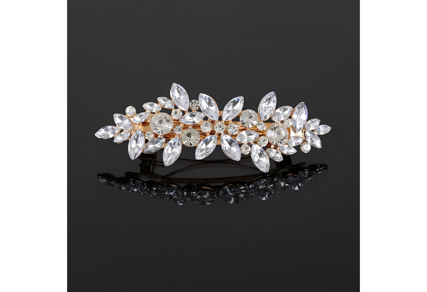 The Beauty House Haarspange Elegante Haarklammer mit Strass im Blatt-Design Haarkamm Haarschmuck, Luxus Haarklammer, Brautschmuck, Hochzeit, Party & festliche Anlässe