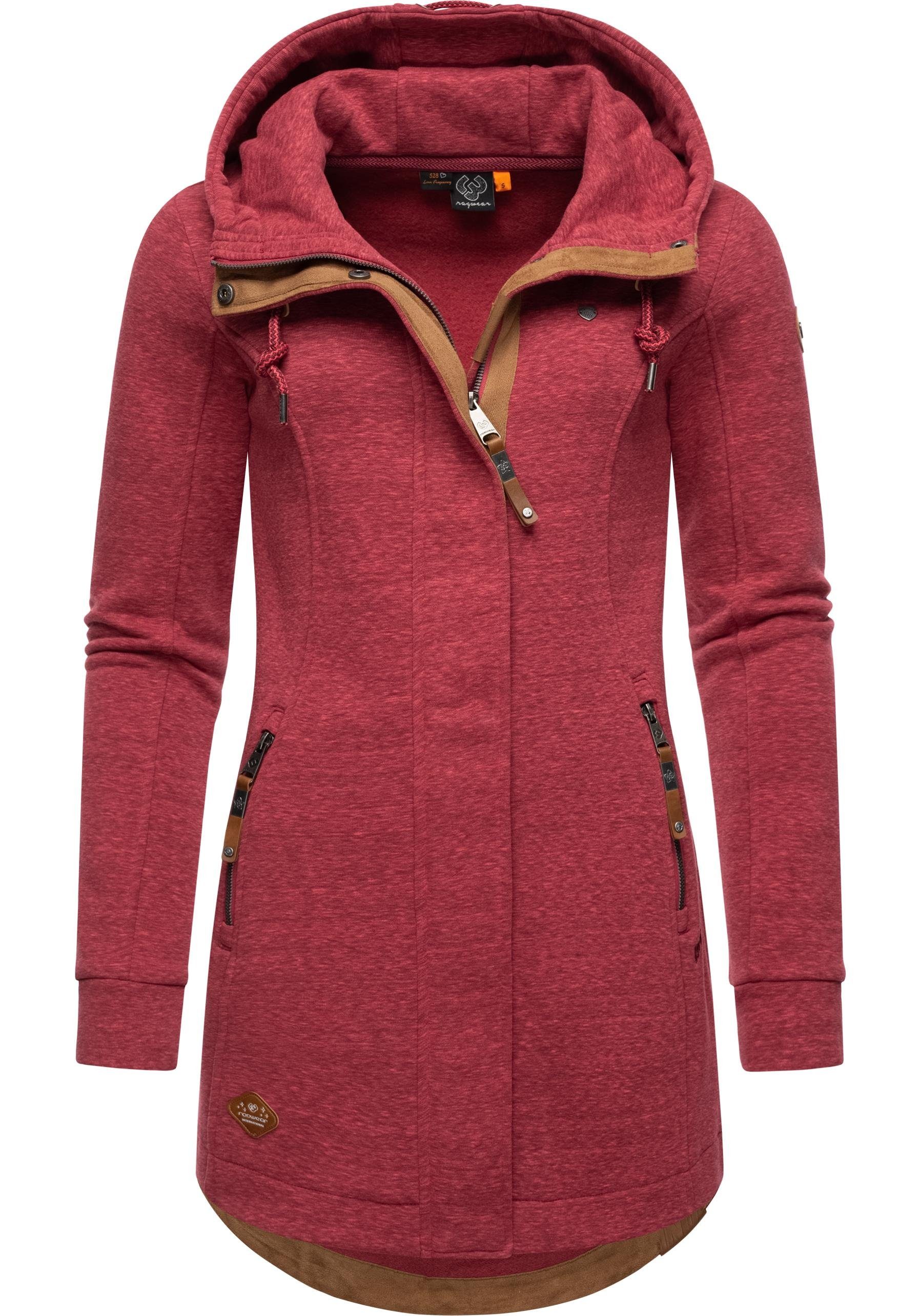 Ragwear Langjacke Letty Intl. Sportliche Kapuzenjacke mit Kunstleder-Elementen