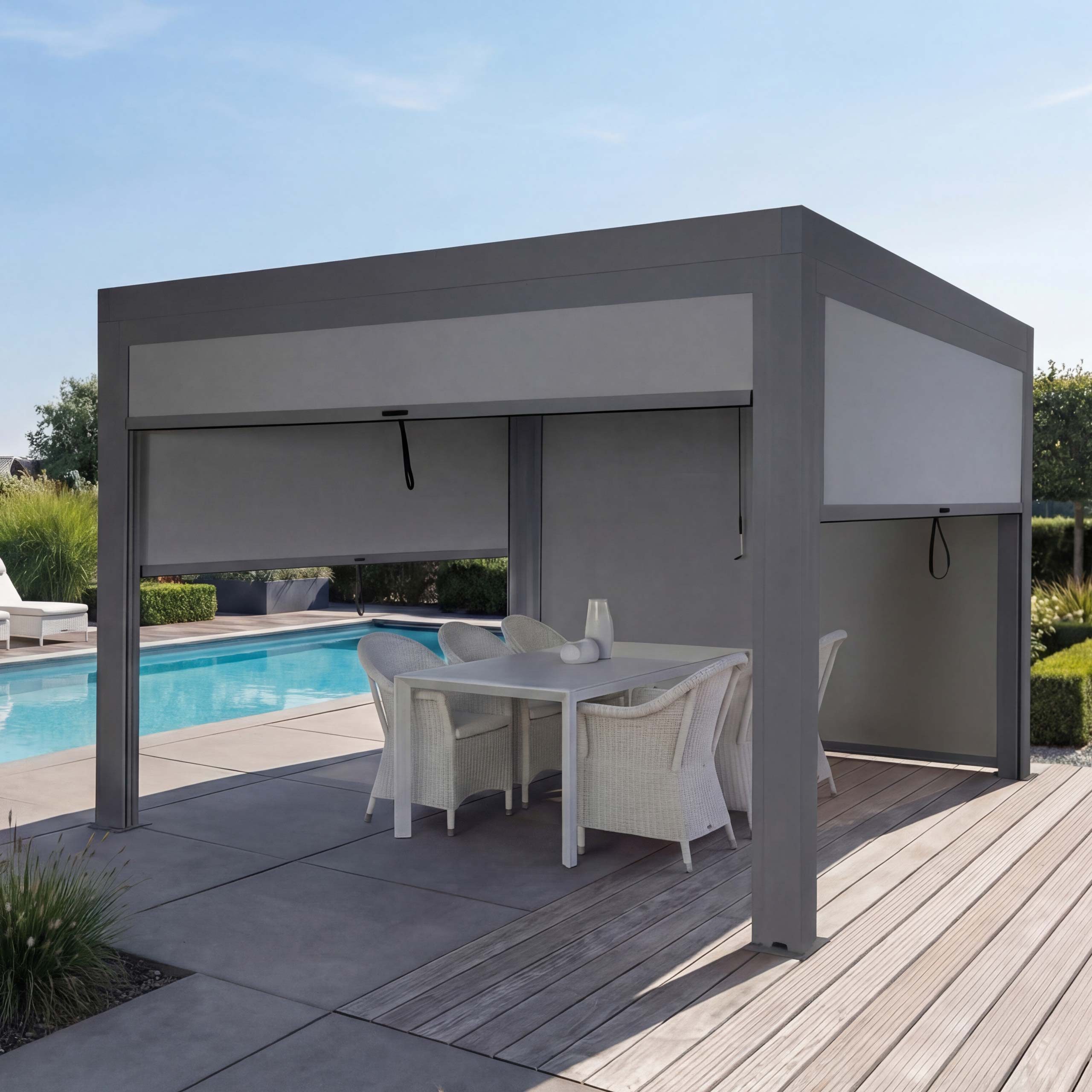 MCW Pergola MCW-L46-mS-3x4, BxTxH: 400x300x220 cm, Regulierbarer Wind- und Insektenschutz, Sturmfest bis 100km/h