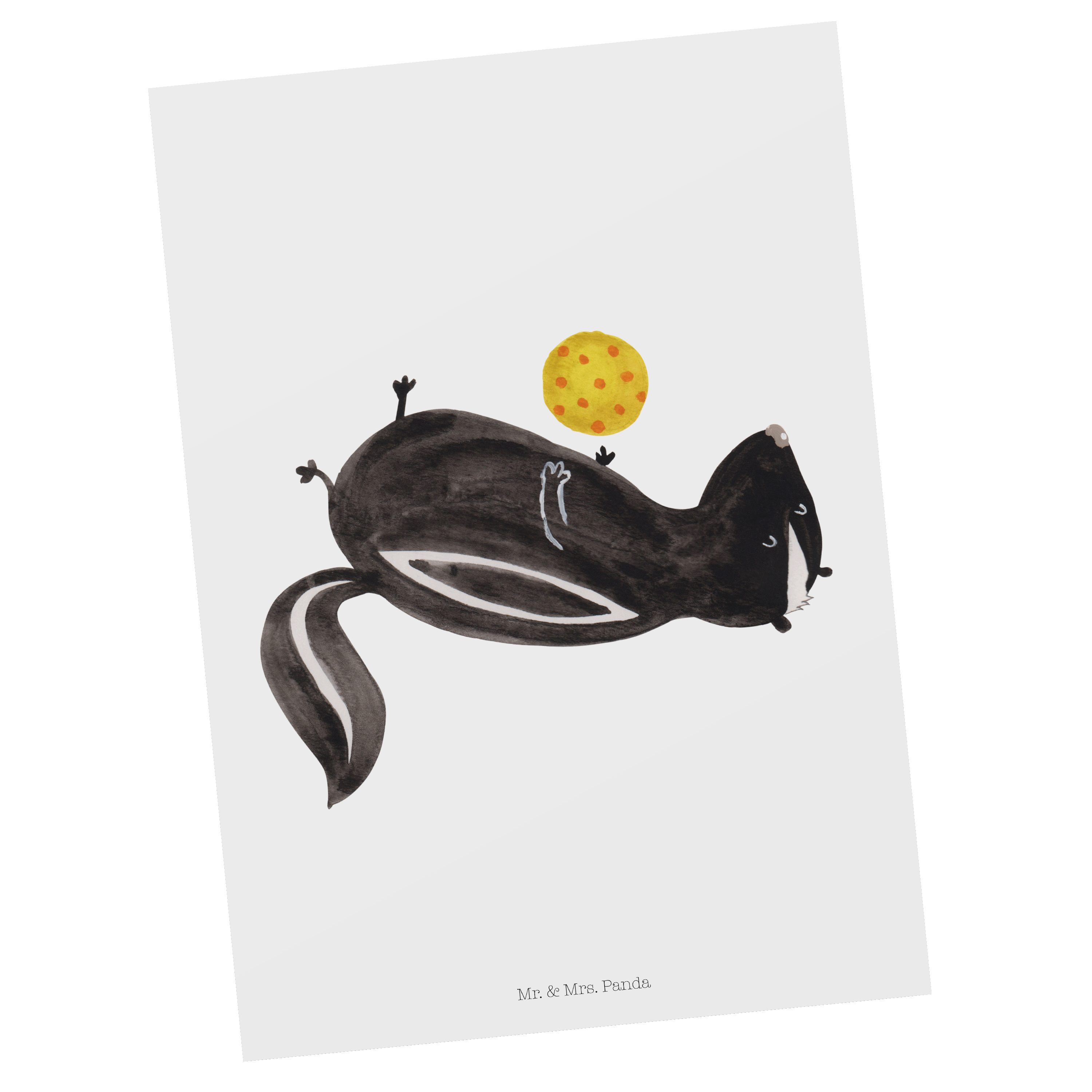 Postkarte - verspielt, Mr. Mrs. Geschenk, Skunk, Ball Karte - Grußkarte, Panda & Weiß Stinktier