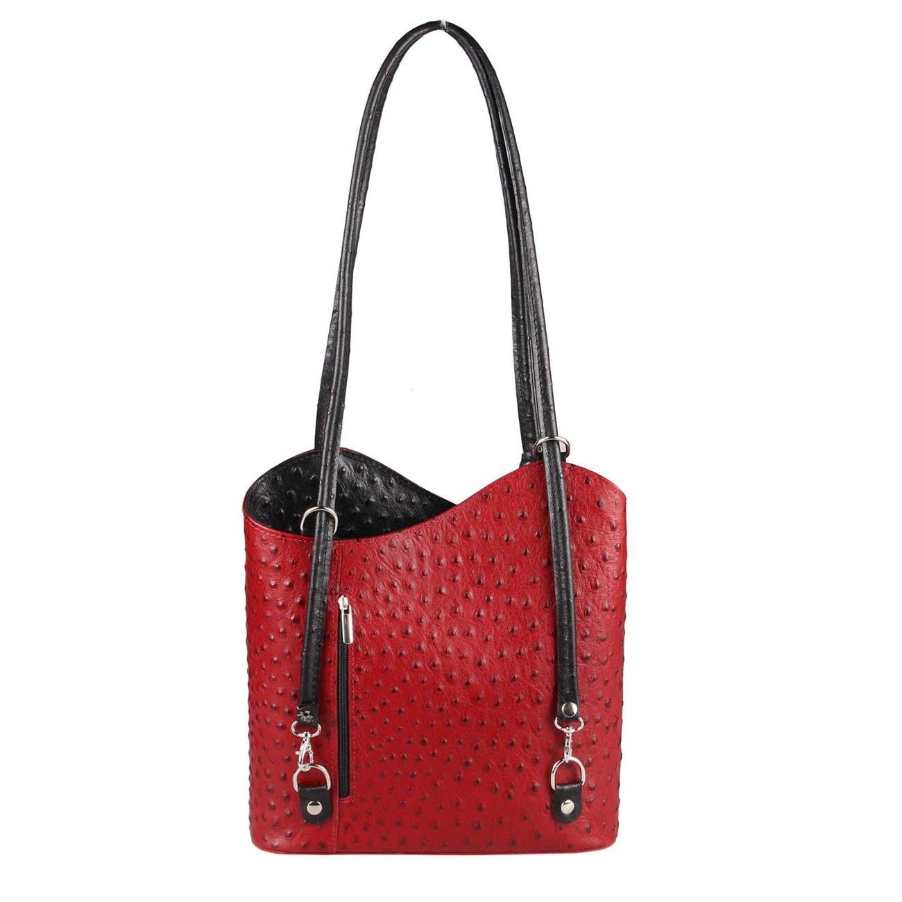tragbar ITALYSHOP24 Leder Schultertasche, Italy Damen Made in als Handtasche/Schultertasche Tasche & Rucksack Rucksack