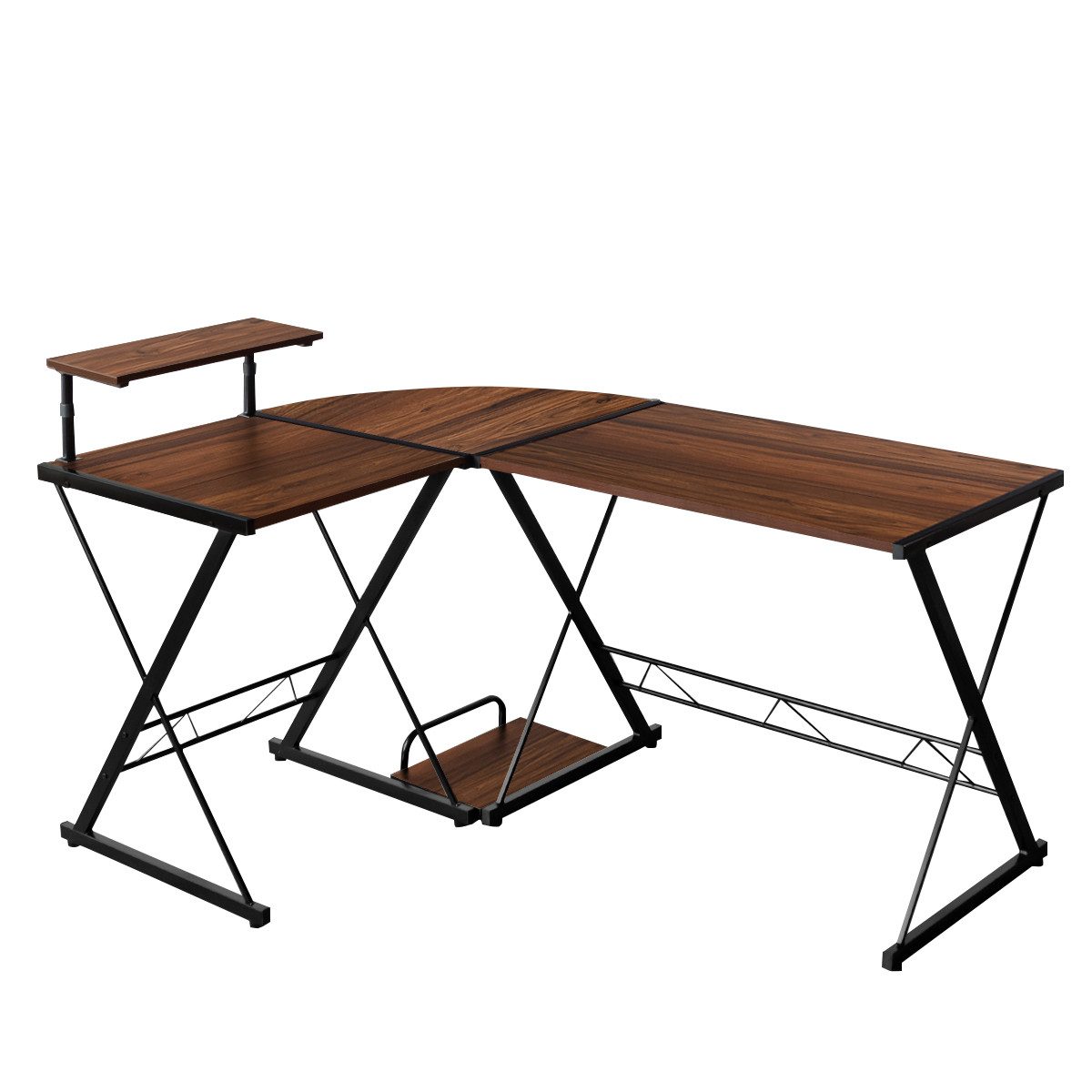 COSTWAY Computertisch, Monitorregal, CPU-Ständer, Metallrahmen, 147x112x79c günstig online kaufen