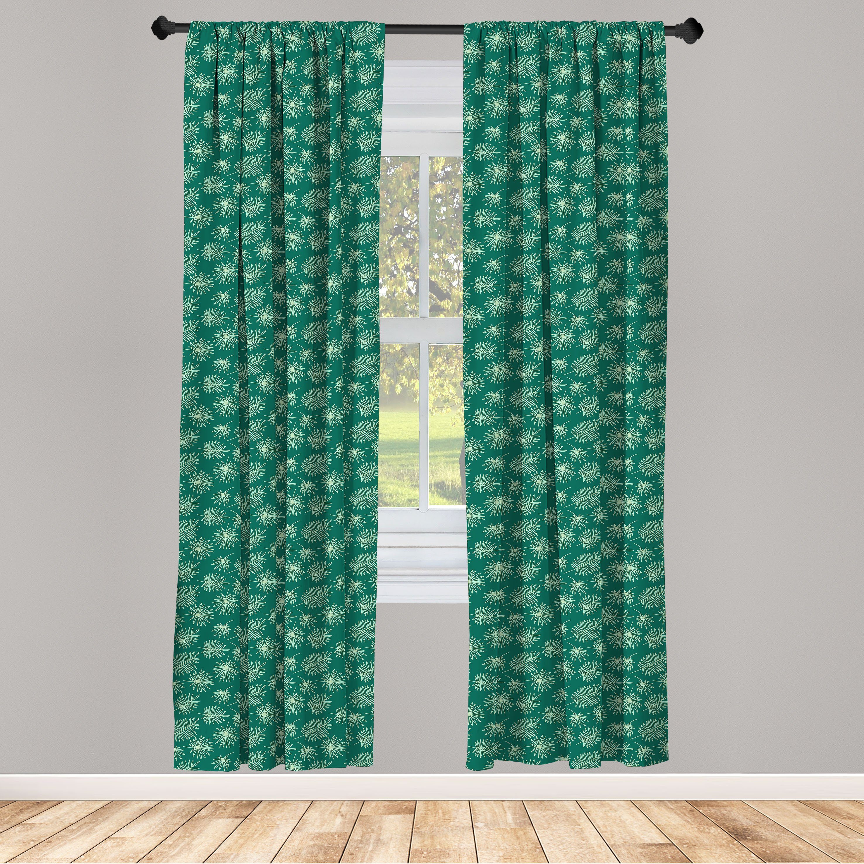 Gardine Vorhang für Wohnzimmer Blumen Schlafzimmer Microfaser, Abakuhaus, Palme Blatt- tropischer Dekor