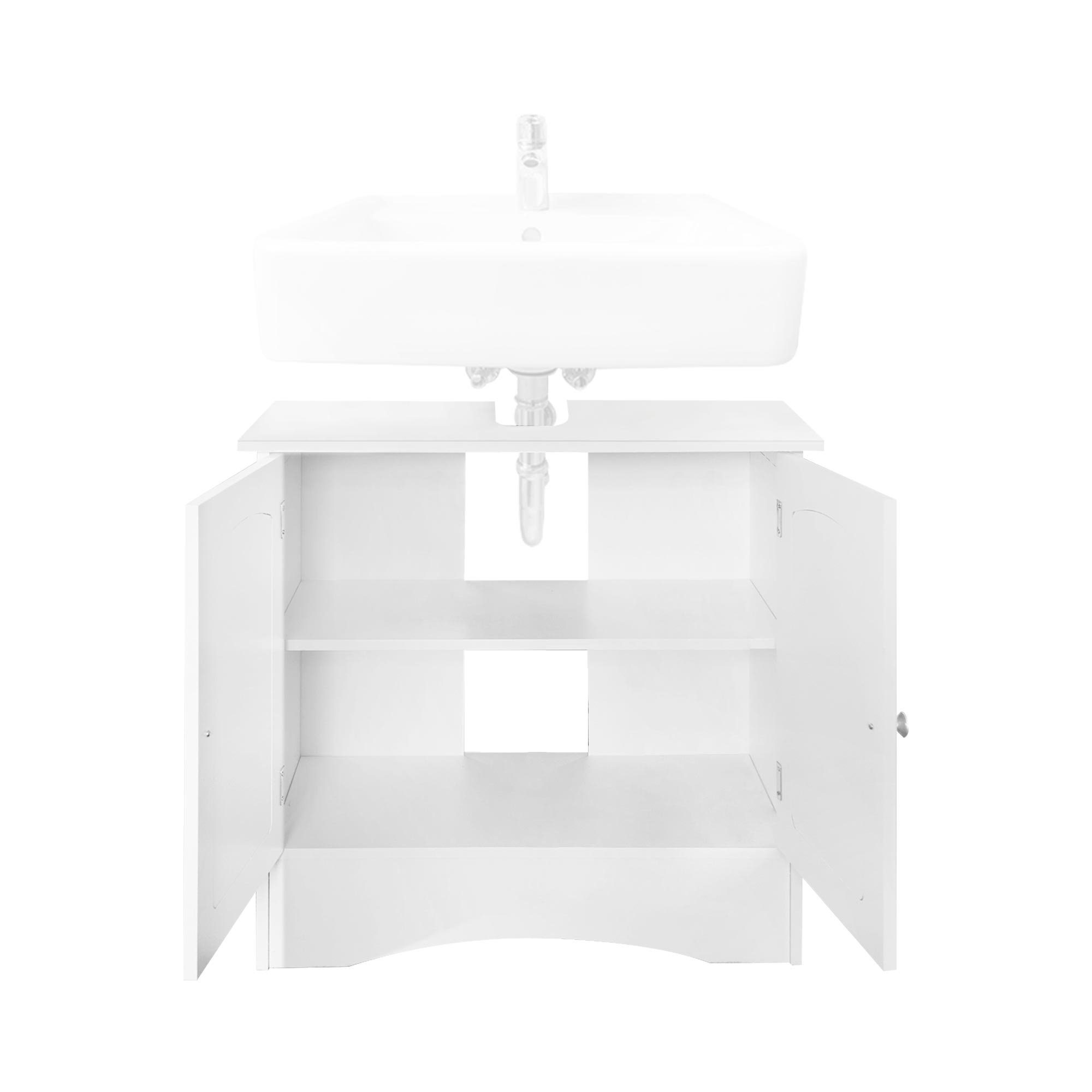 ML-DESIGN Badezimmer-Set Badmöbel Waschtisch Landhausstil Spiegelschrank 2-teilig 2-St), Modern (Komplett-Set, viel Unterschrank Stauraum Spiegelschrank Weiß Badezimmerschrank, Holz