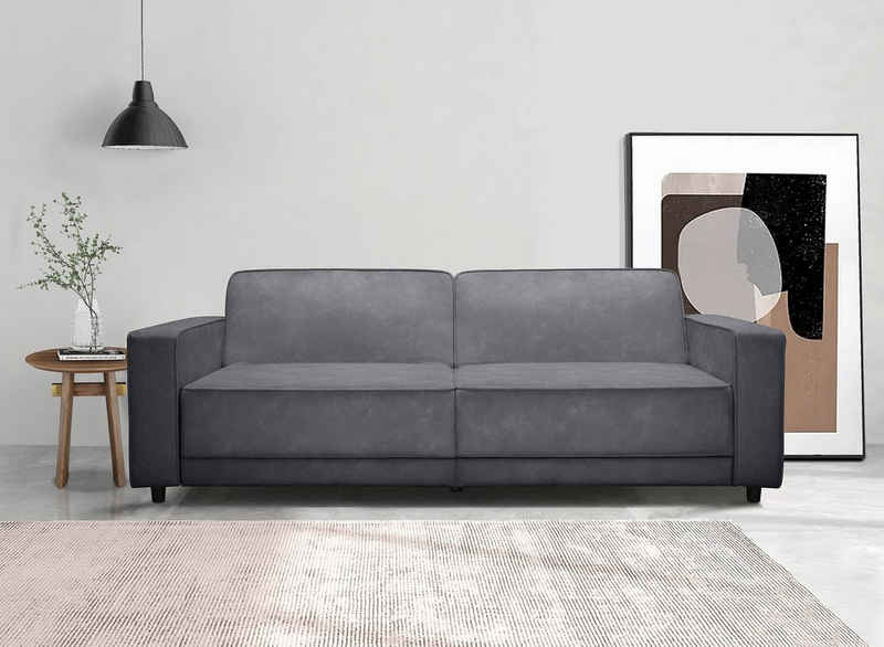 Dorel Home 3-Sitzer Allie Schlafsofa 225 cm, Bett-Funktion (108/190cm), trendiger Cord o. pflegeleichter Velours