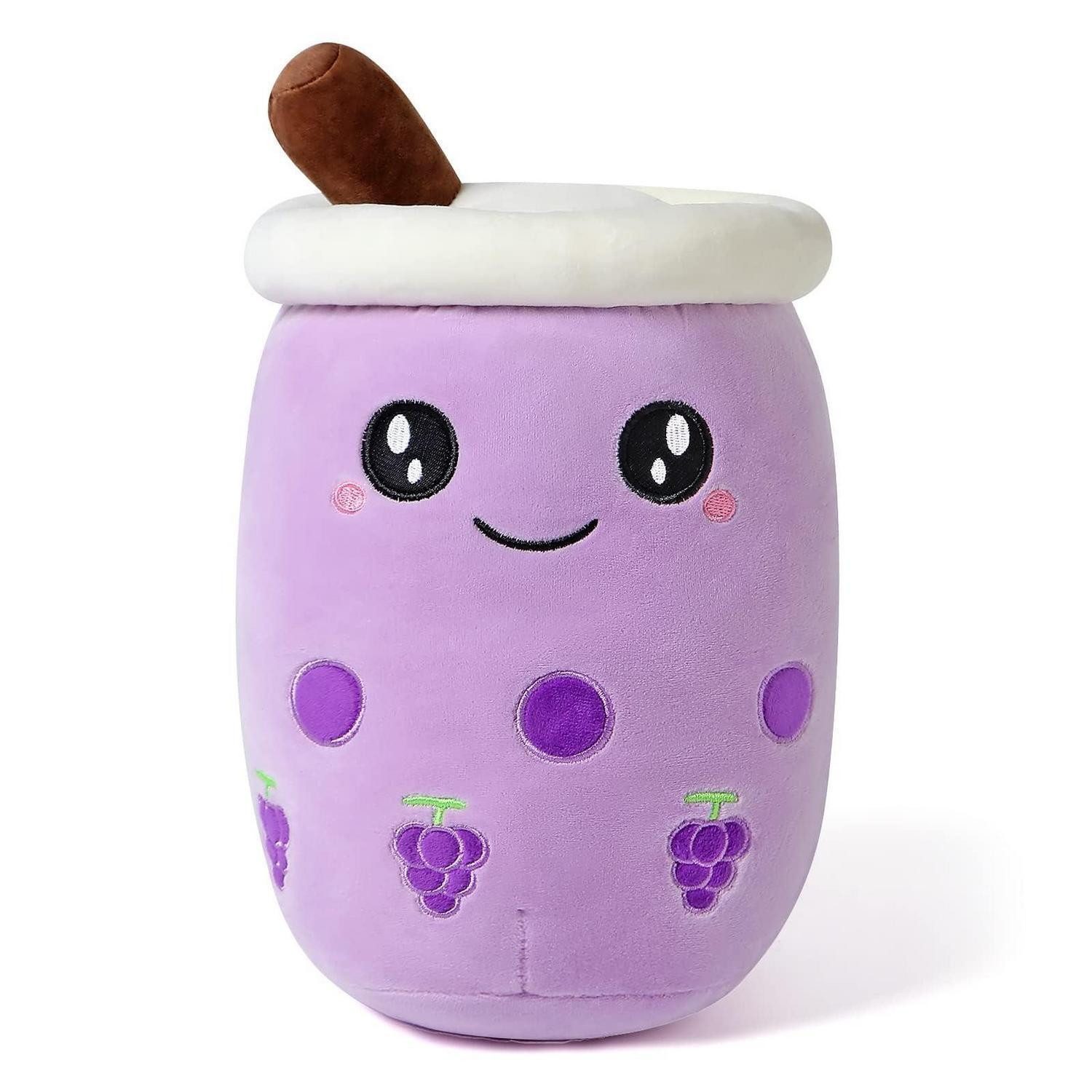 LuxusKollektion Kuscheltier Plüschtier Boba Tea Kawaii Plüschkissen Geschenk Lila Weintrauben 50cm