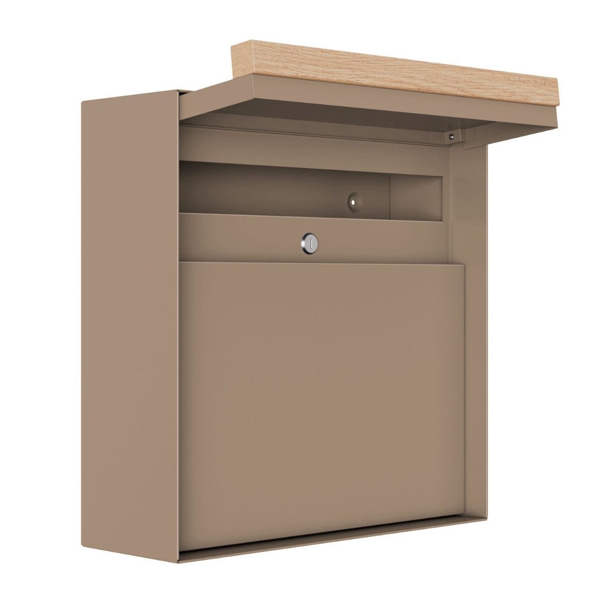 Bravios Wandbriefkasten Wandbriefkasten Oxford in Beige mit Holzgriff – Bild 5 von 5
