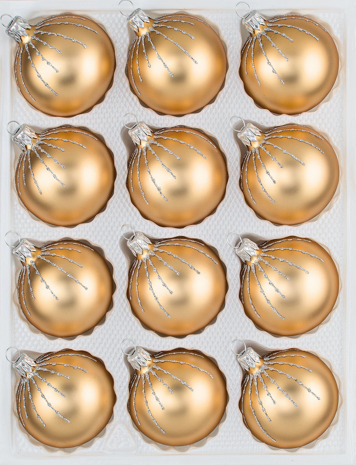 12 Regen Weihnachtsbaumkugel Silber Gold tlg. Glas-Weihnachtskugeln Navidacio in Set Classic