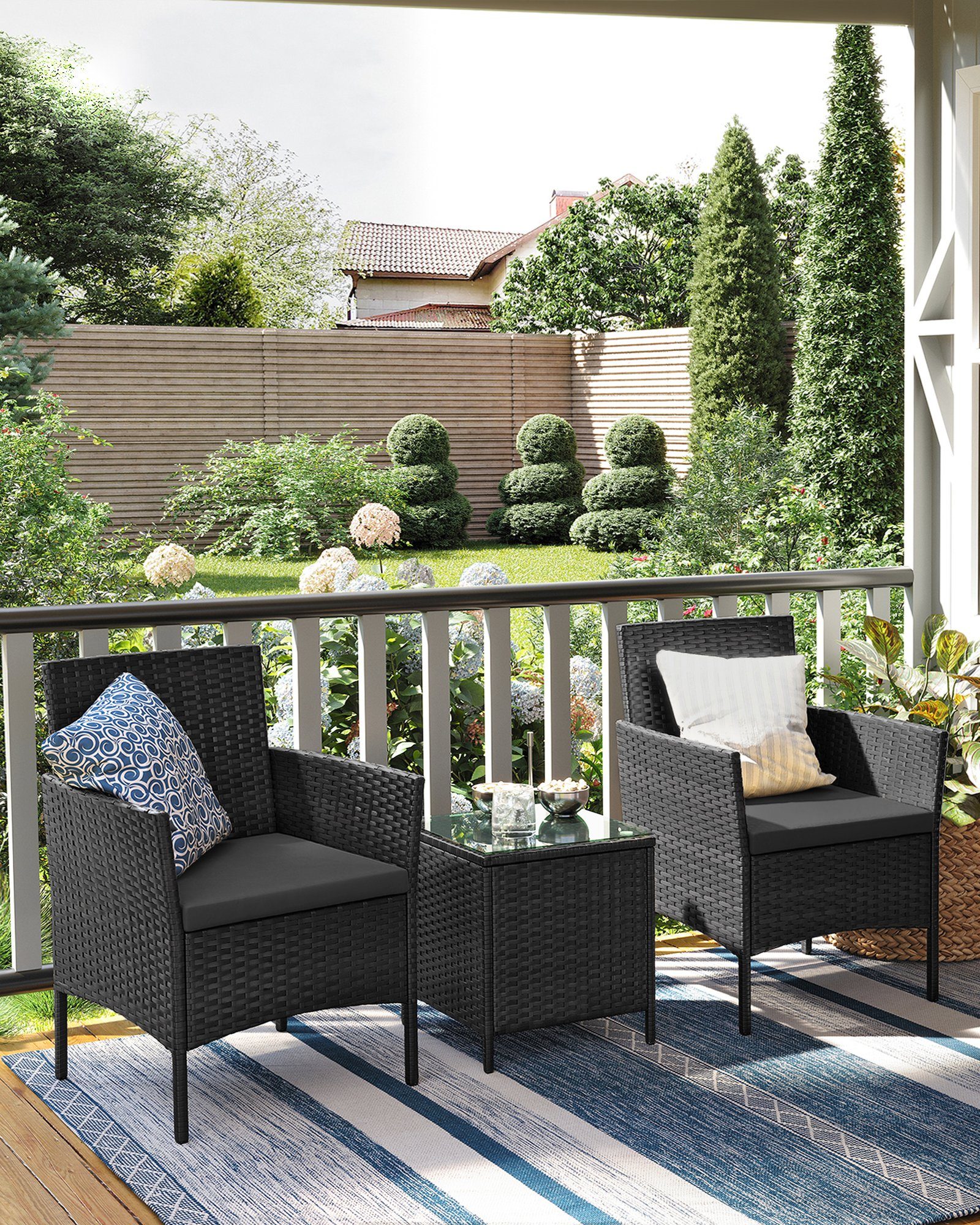 SONGMICS Gartenlounge-Set, (3-tlg., 2 Gartenstuhl, 1 günstig online kaufen