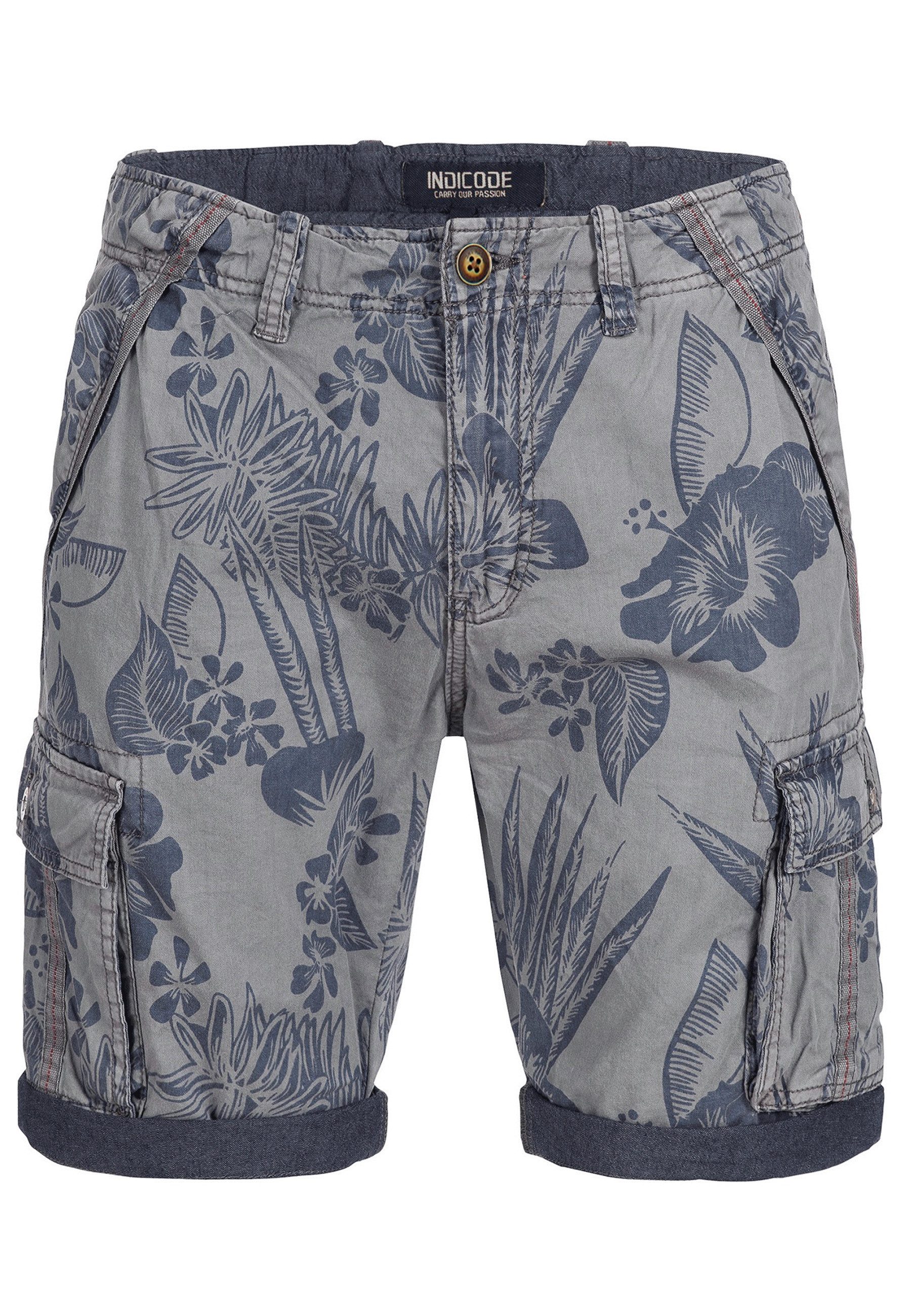 Indicode Cargoshorts Herren Albert Cargo Shorts Herrenshorts Hawaiishorts mit 6 Taschen, 100% Baumwolle