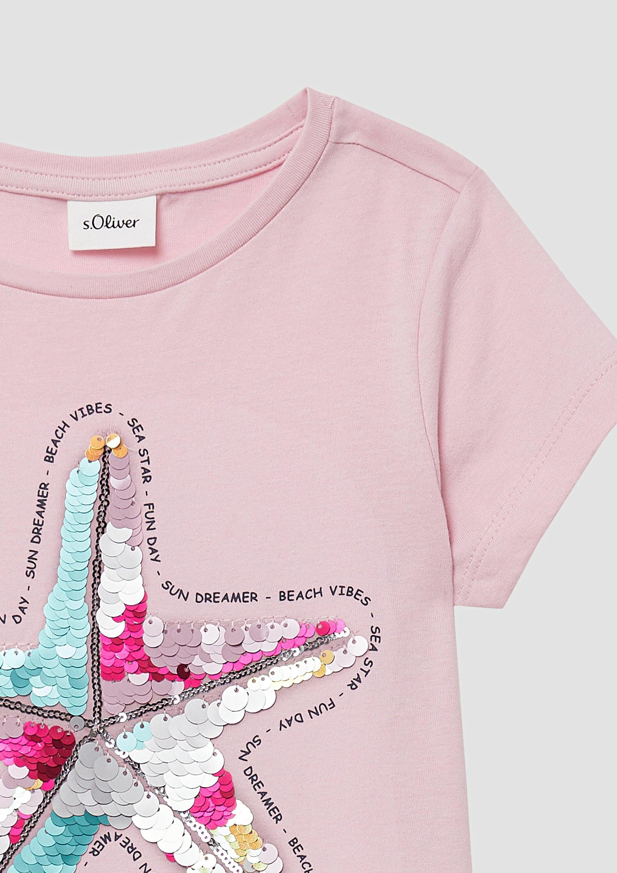 s.Oliver Kurzarmshirt T-Shirt T-Shirt im A-Shape mit Wendepailletten