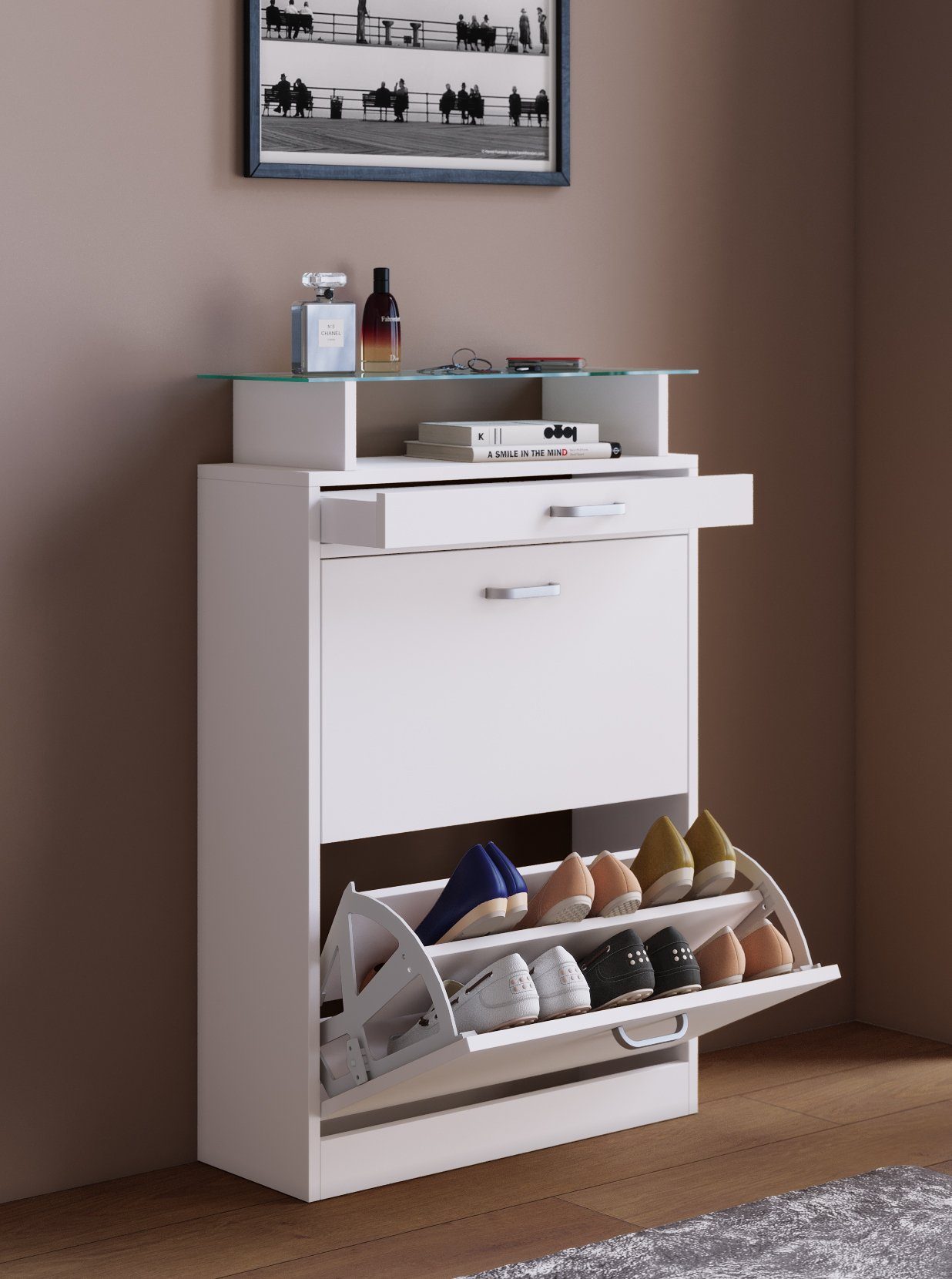 VCM Schuhschrank Holz Schuhschrank Schuhkipper Klappen Sipos M günstig online kaufen