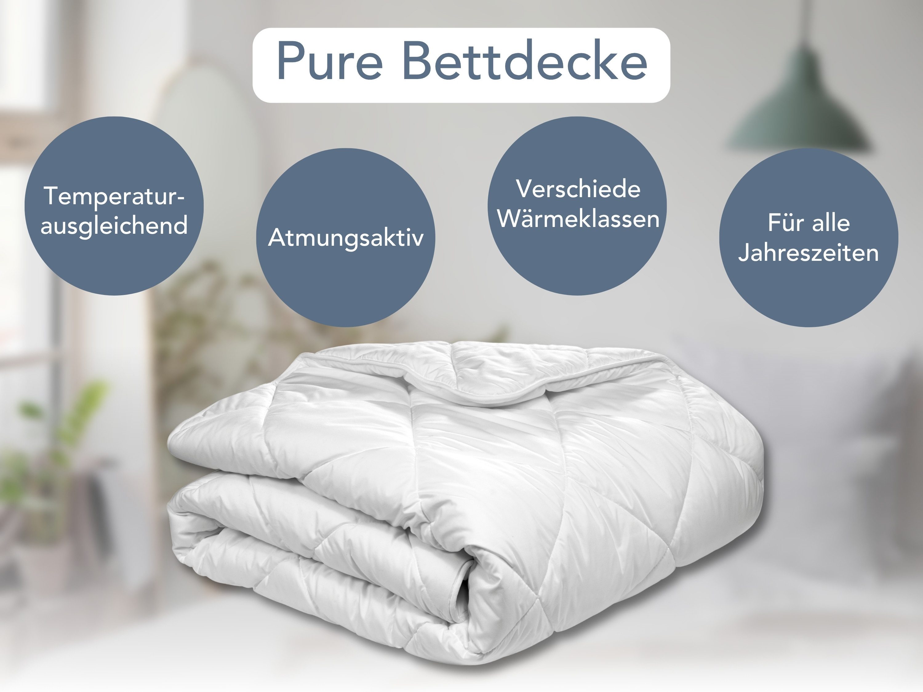 XDREAM Microfaserbettdecke Pure, Bettdecke - 4-Jahreszeiten, Ganzjahres, Winter & Sommer, Füllung: Hohlfaser-Polyesterfüllung, Bezug: Polyester, allergikerfreundlich, atmungsaktiv, temperaturausgleichend, 220x240 cm