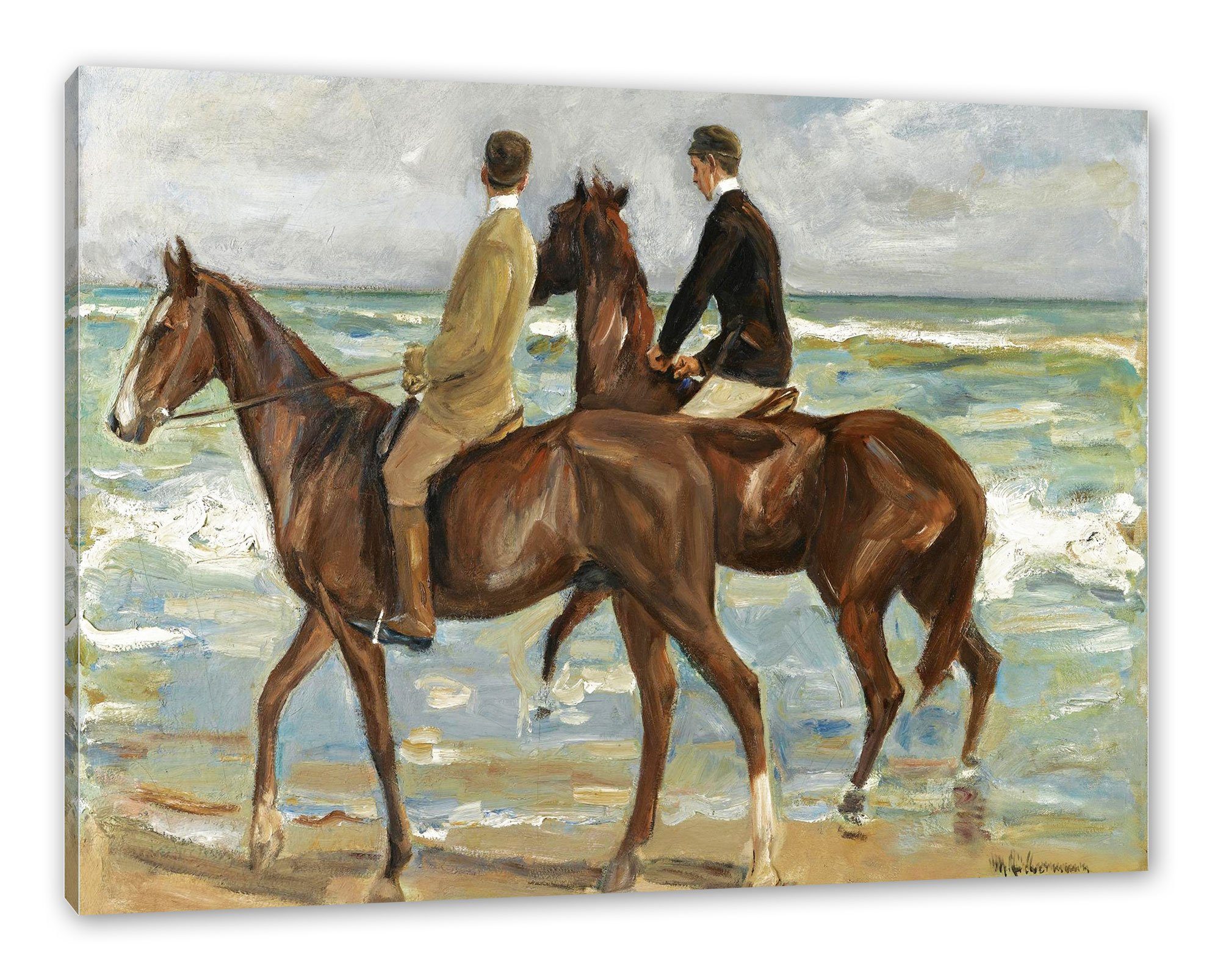 Pixxprint Leinwandbild Max Liebermann - Zwei Reiter am Strand, Max Liebermann - Zwei Reiter am Strand (1 St), Leinwandbild fertig bespannt, inkl. Zackenaufhänger