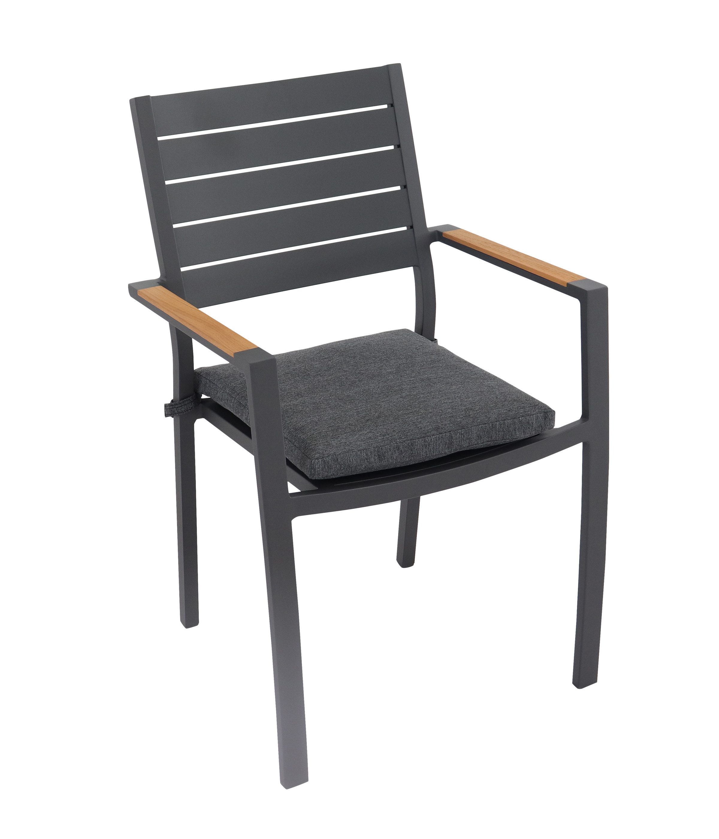 Dehner Gartenstuhl, langlebiges Alugestell, FSC®-zertifiziertes Teakholz, inkl. Sitzkissen