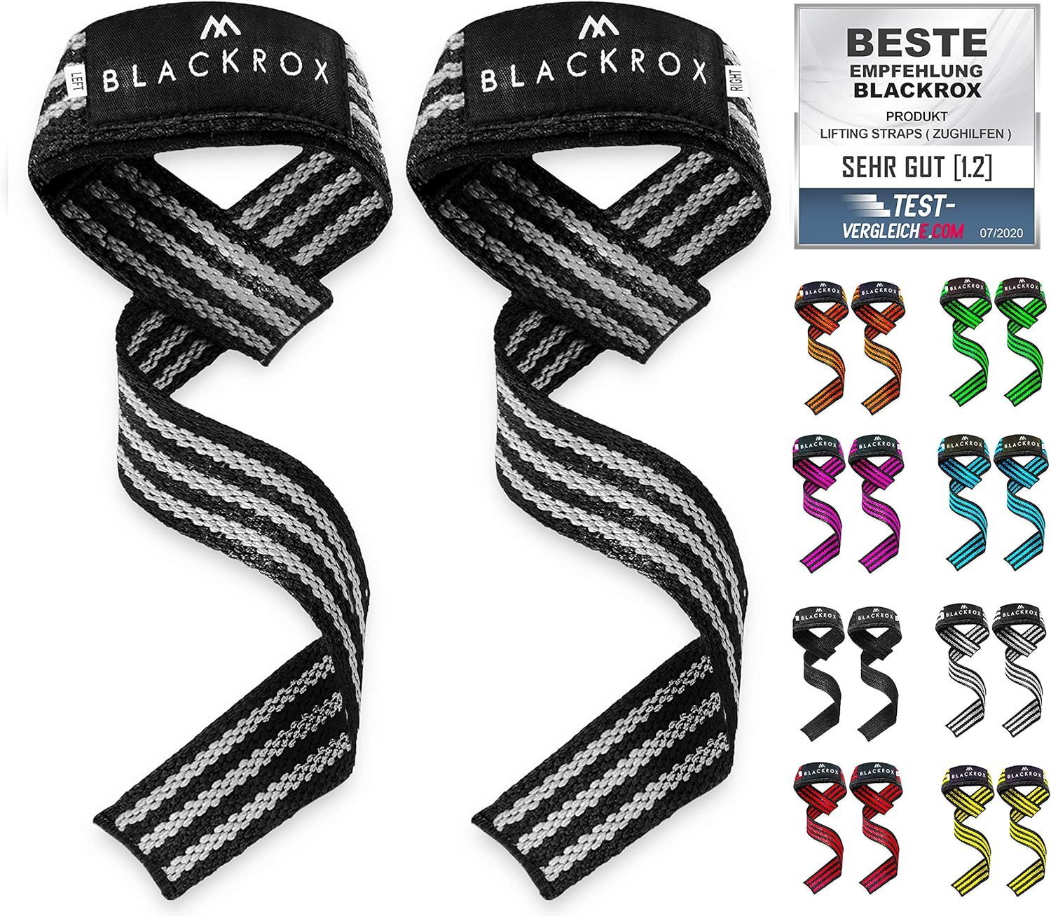BLACKROX Zughilfe [Vergleichssieger 2025] Lifting Straps, 2er Set, Krafttraining