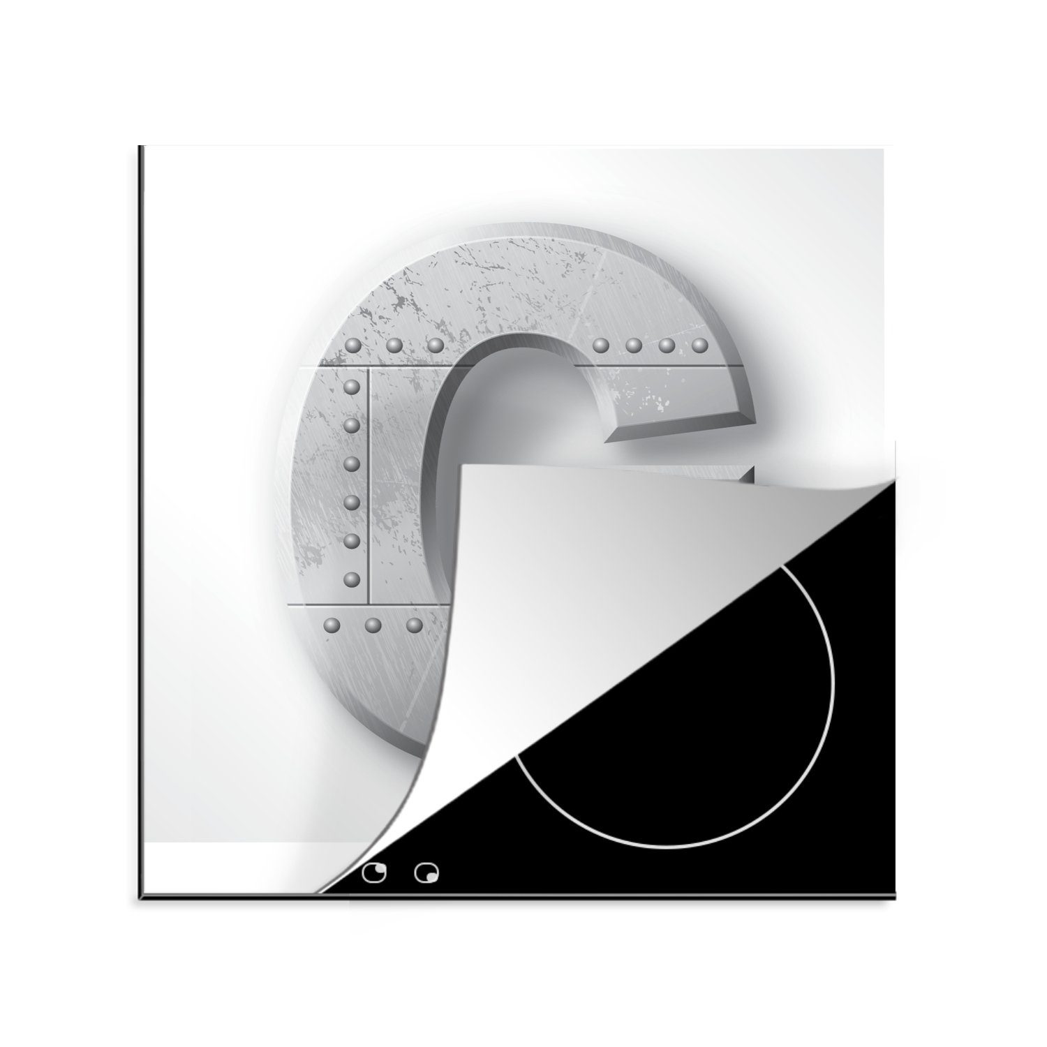 MuchoWow Herdblende-/Abdeckplatte Eine Illustration eines grauen Buchstabens G, Vinyl, (1 tlg), 78x78 cm, Ceranfeldabdeckung, Arbeitsplatte für küche