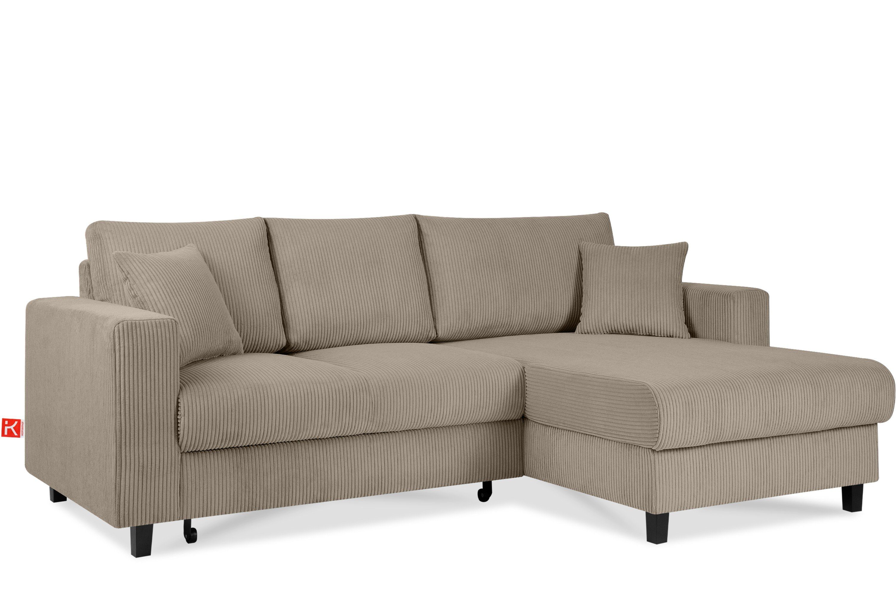 KONSIMO® Ecksofa Rechts Ecksofa EGRET, mit Schlaffunktion / Bettfunktion und Bettkasten, mit Armlehnen