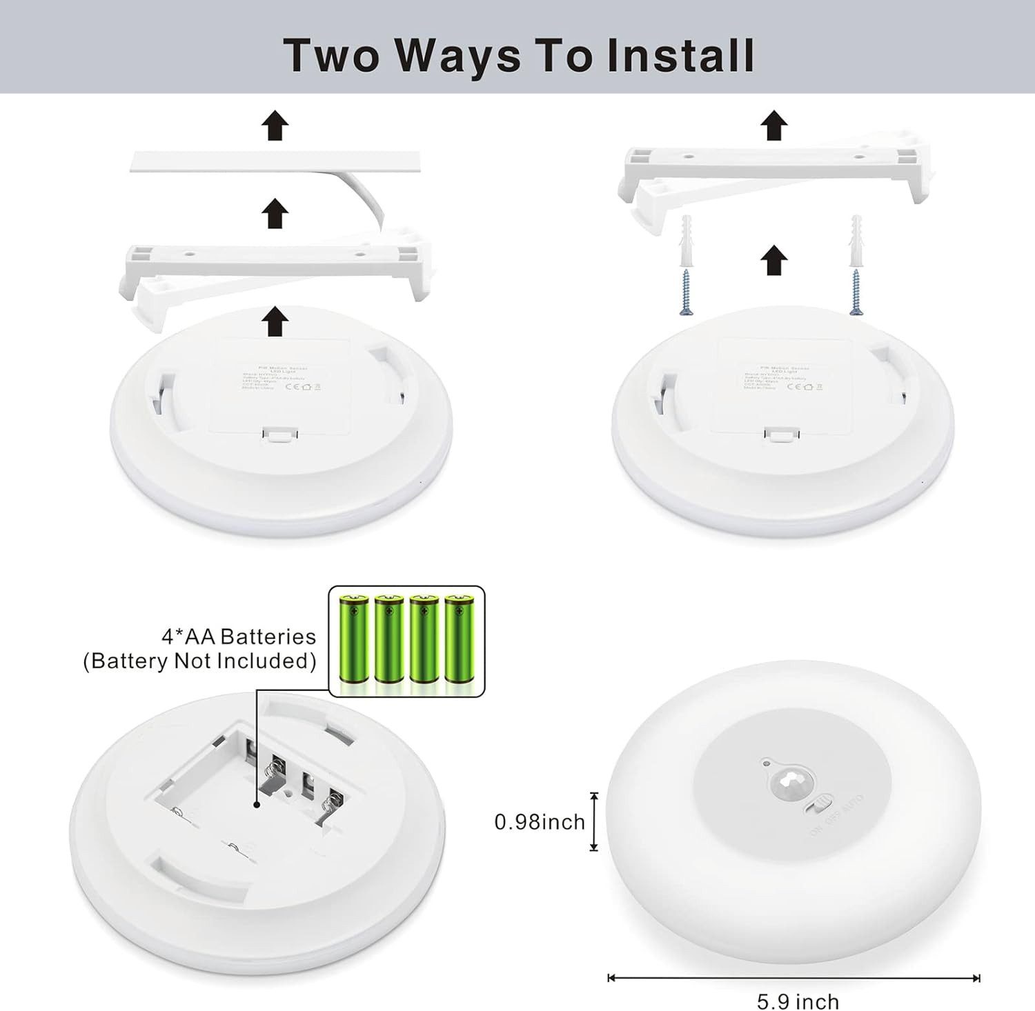 LA CUTE Schrankleuchte BrightGuard MotionLUX: Akku-LED-Deckenlampe - für Schrank & Flur, LED fest integriert, Kaltweiß, Automatische Bewegungserkennung – Bild 4 von 5