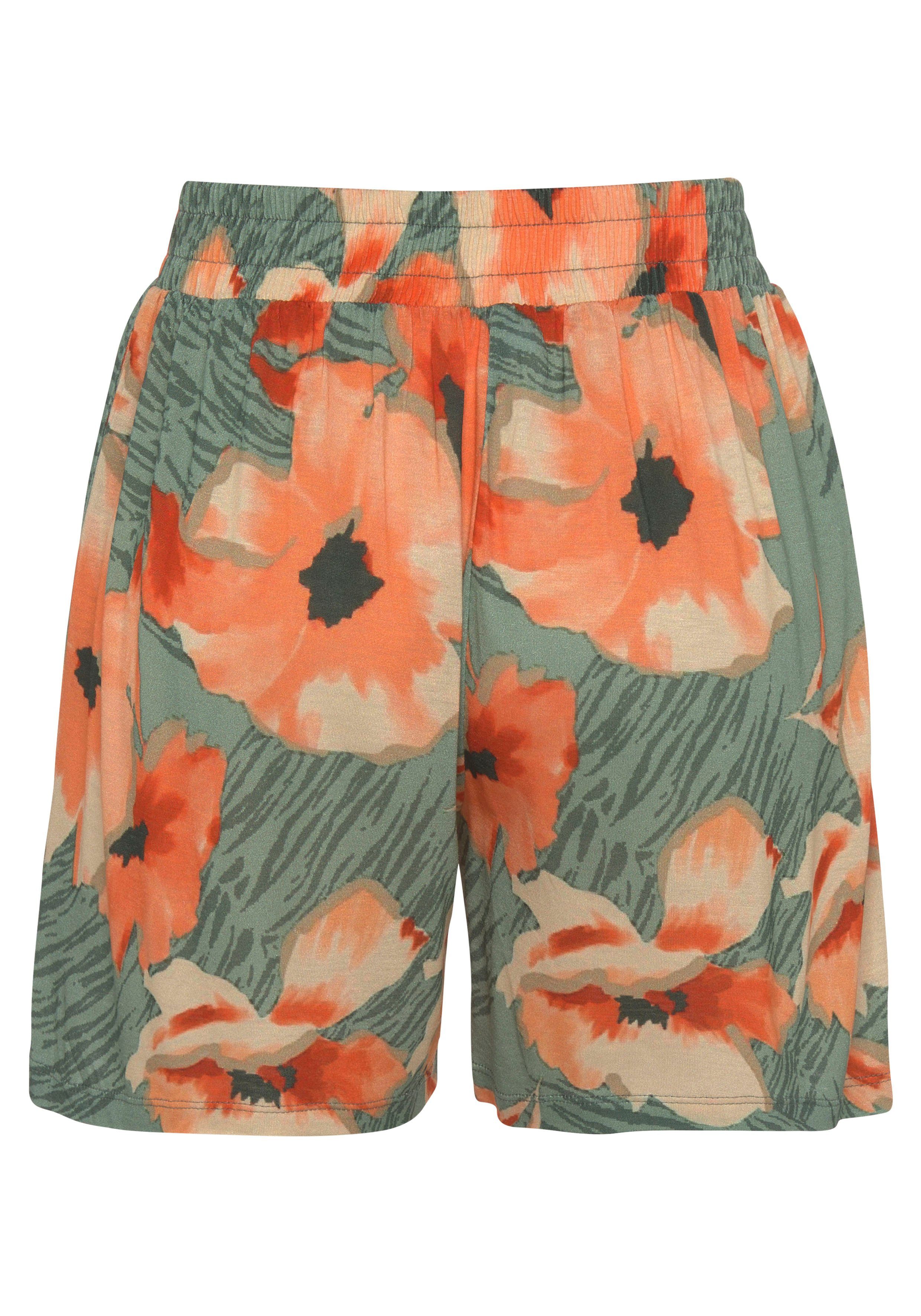 Hose, Shorts und kurze sommerlich Alloverdruck mit Taschen, Viskosejersey aus LASCANA