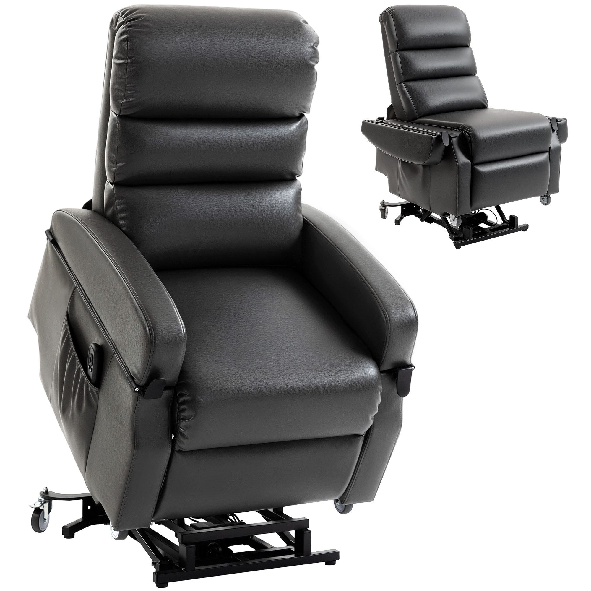 HOMCOM Relaxsessel Doppelmotoren Ruhesessel (TV Sessel, 1-St., Ruhesessel), Elektrische Aufstehhilfe, Doppelmotor, Liegefunktion