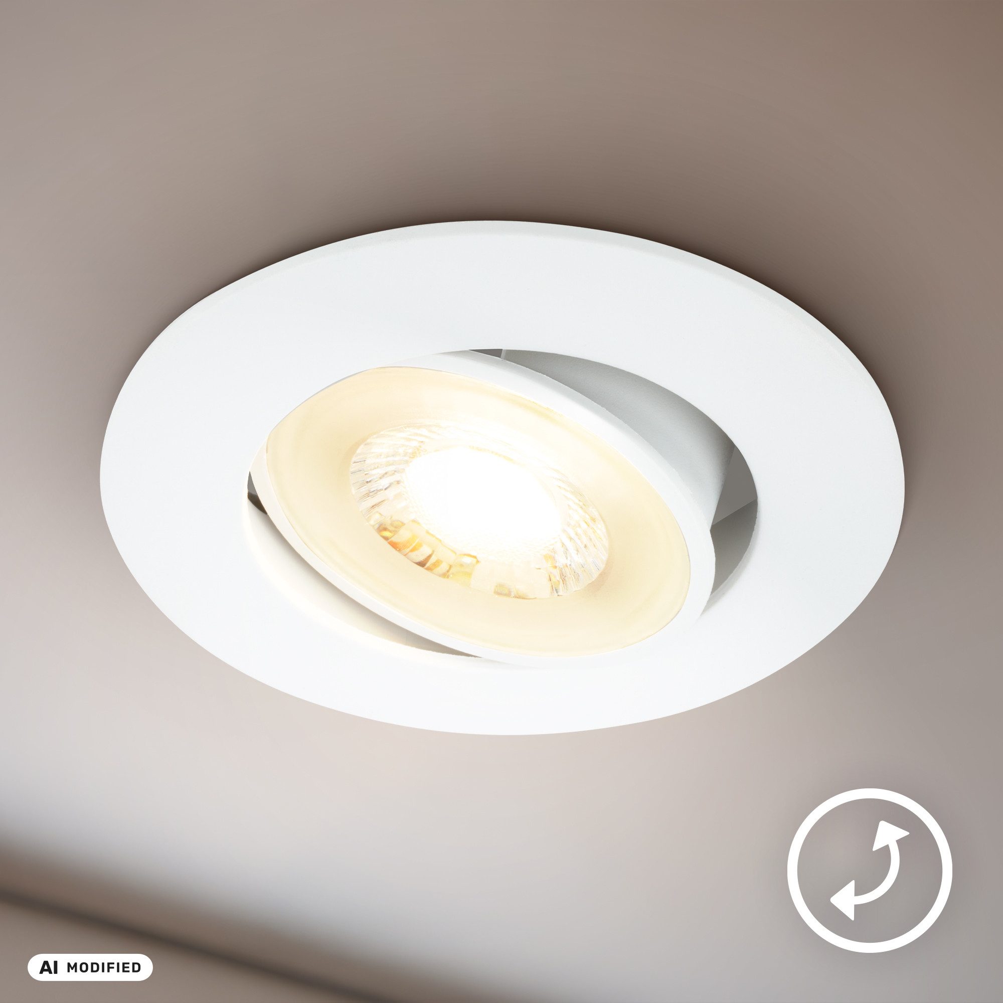 Briloner Leuchten LED Einbauleuchte Einbaustrahler 3er Set Dimmbar Schwenkbar, Dimmbar, LED fest integriert, Warmweiß, 90x24 mm, Wohnzimmer, Flur