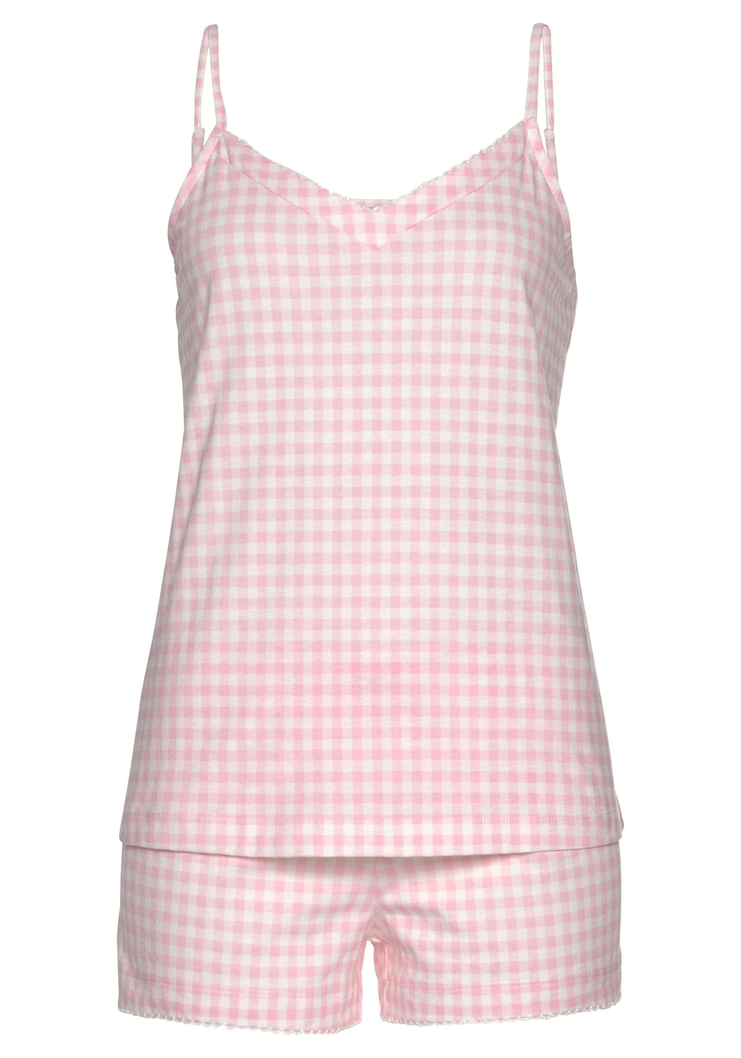 Vivance Dreams Shorty (2 tlg) mit feinem Karo-Muster und Häkelkante günstig online kaufen