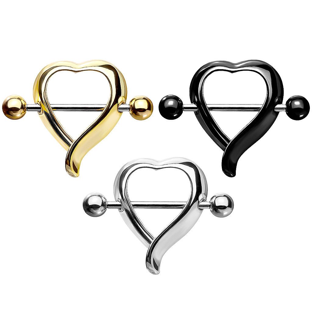 Taffstyle Intimpiercing Intimpiercing Nippel Brustwarzenpiercing Barbell Schild Herz Silber (Nippel Intim Intimpiercing Brust), Nippelpiercing Ohrpiercing Cartilage Ohr Tragus Helix Lobe Piercing