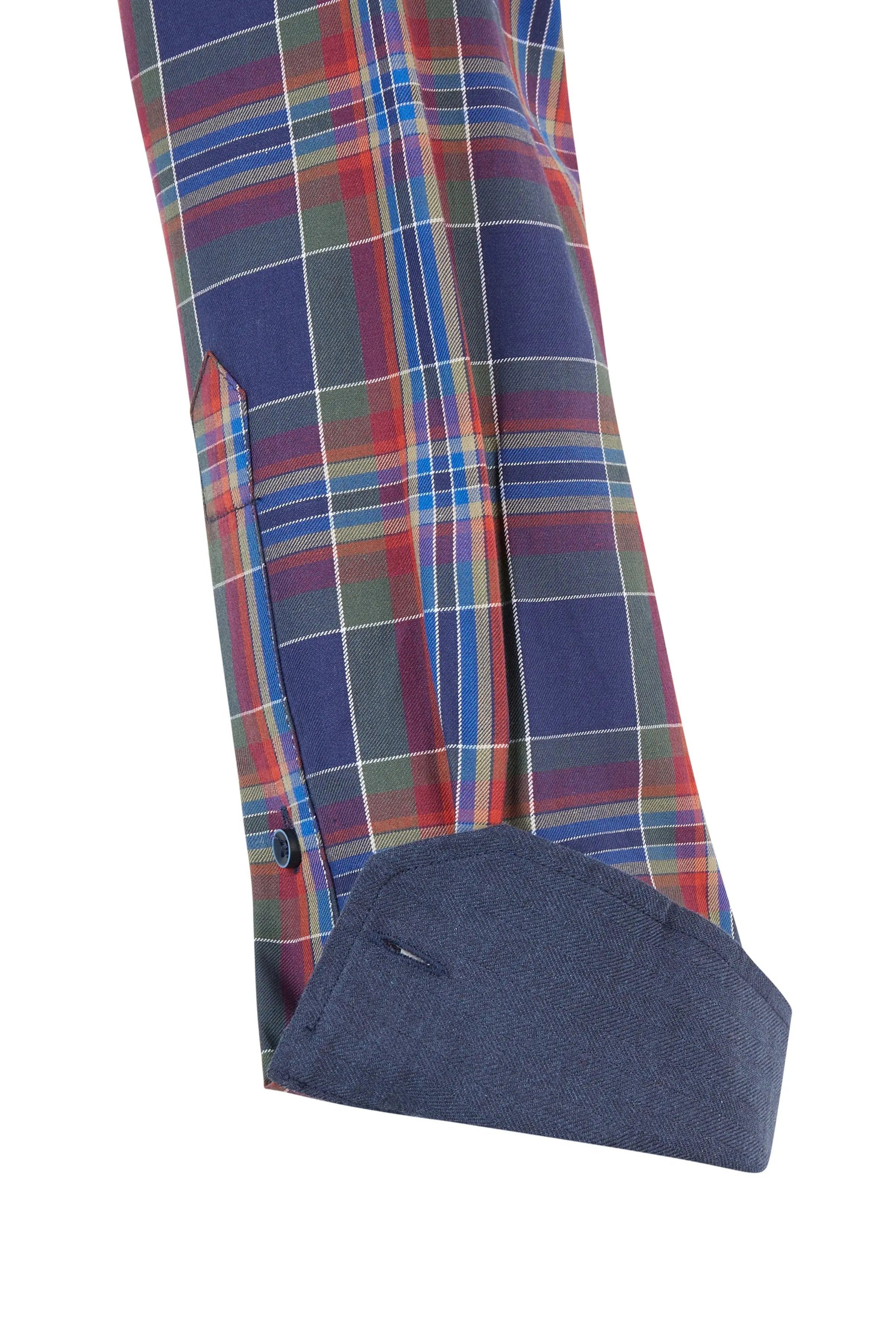 Haupt Langarmhemd Modern Fit Langarm Baumwoll-Herrenhemd Karomuster Berry Style Herbst – Bild 4 von 5
