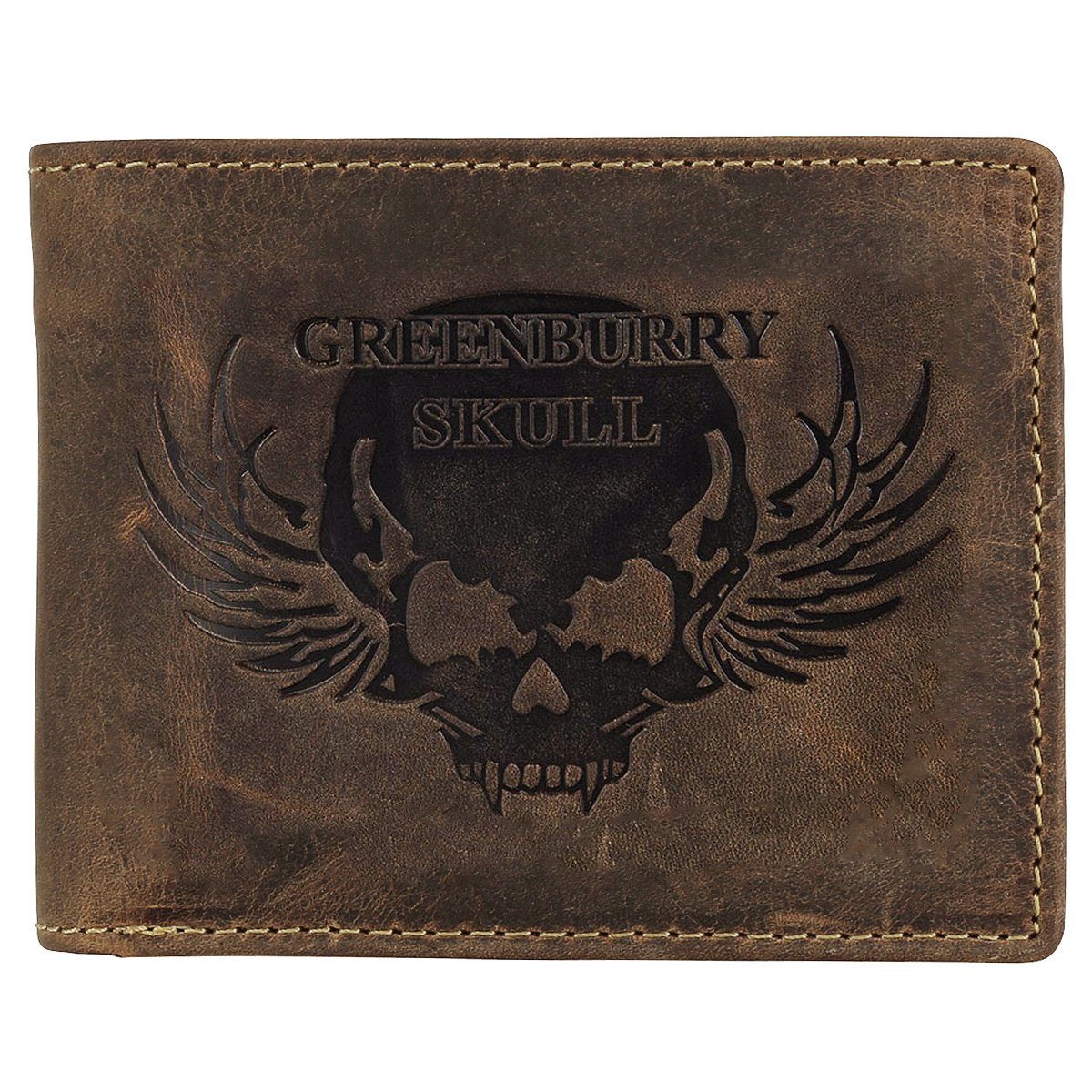 Greenburry Geldbörse Vintage Herren Leder Geldbörse Portmonee BV-1705-Skull-25