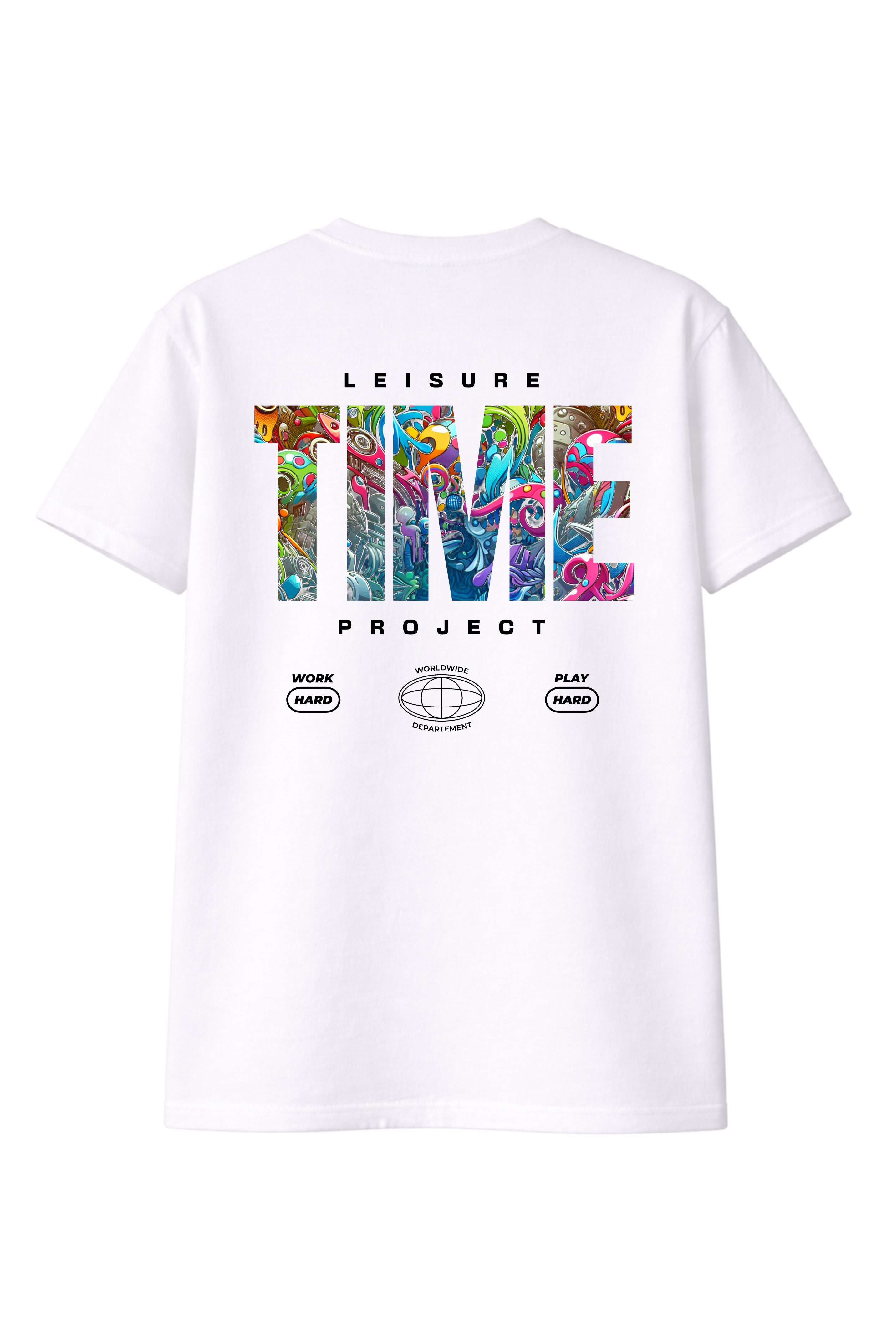Banco T-Shirt Herren Time Shirt Print (Einzelstück) Großflächiger "LEISURE TIME" Graffiti-Rückenprint mit Word-Art