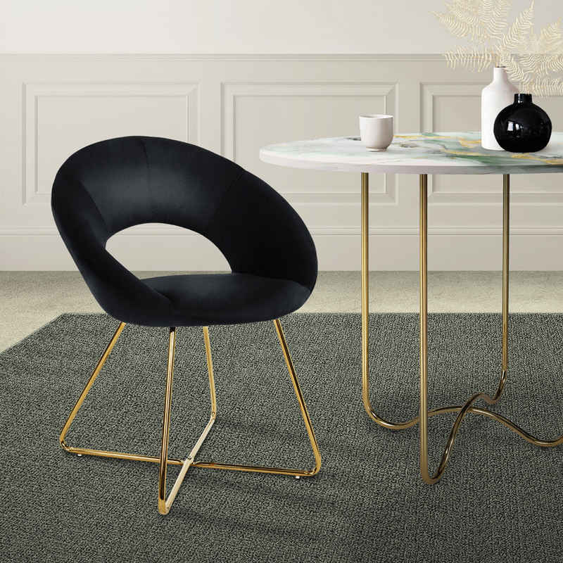 ML-DESIGN Stuhl Esszimmerstuhl aus Samt mit Metallbeine Ergonomische Sessel (1 St), Küchenstuhl Schwarz mit Gold Metallbeine 64cmx53cmx77cm