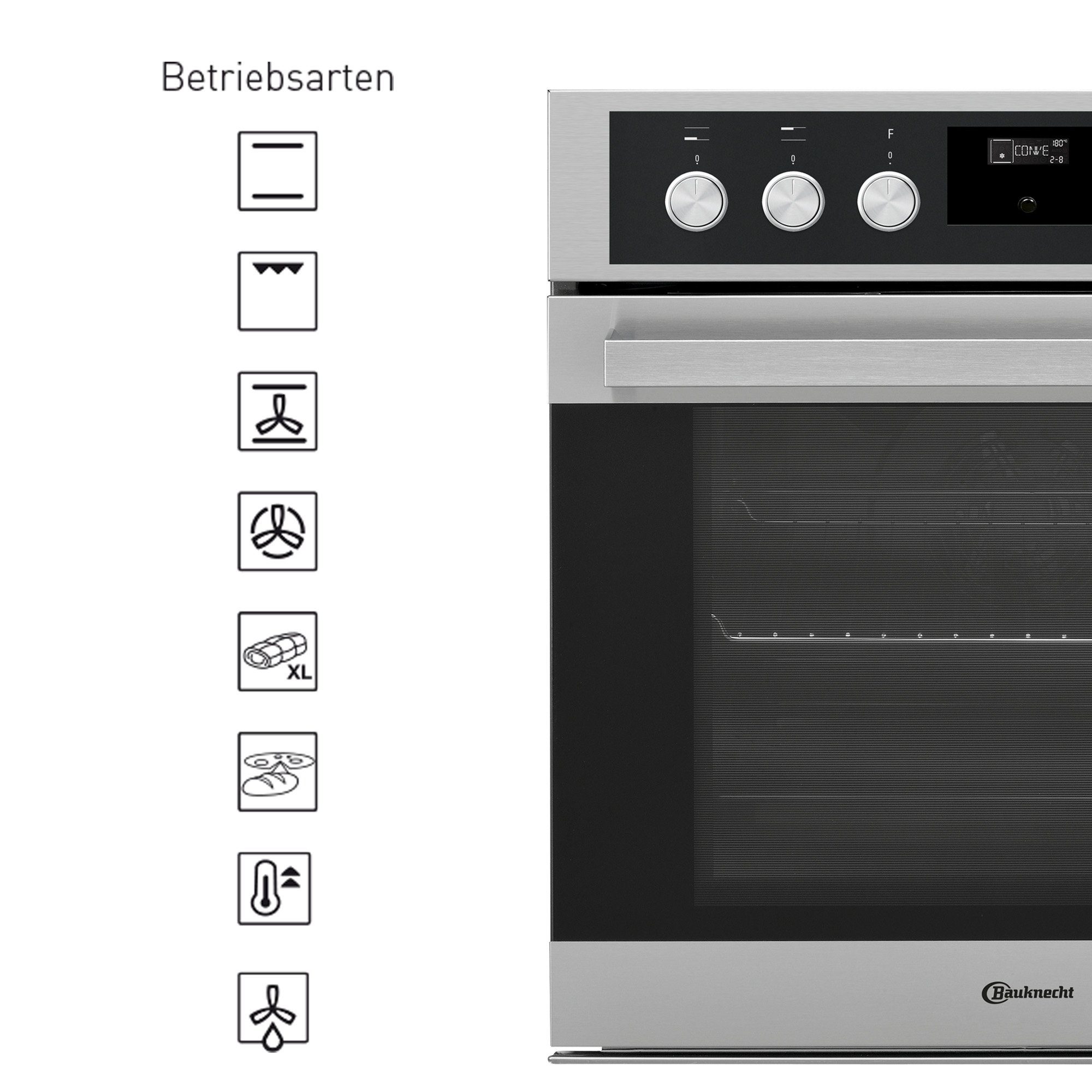 BAUKNECHT Backofen HIK5 EN8VS PT, mit Haltegitter, 14 Funktionen, Maxi Cooking, Pizzafunktion, SoftClose-Backofentür