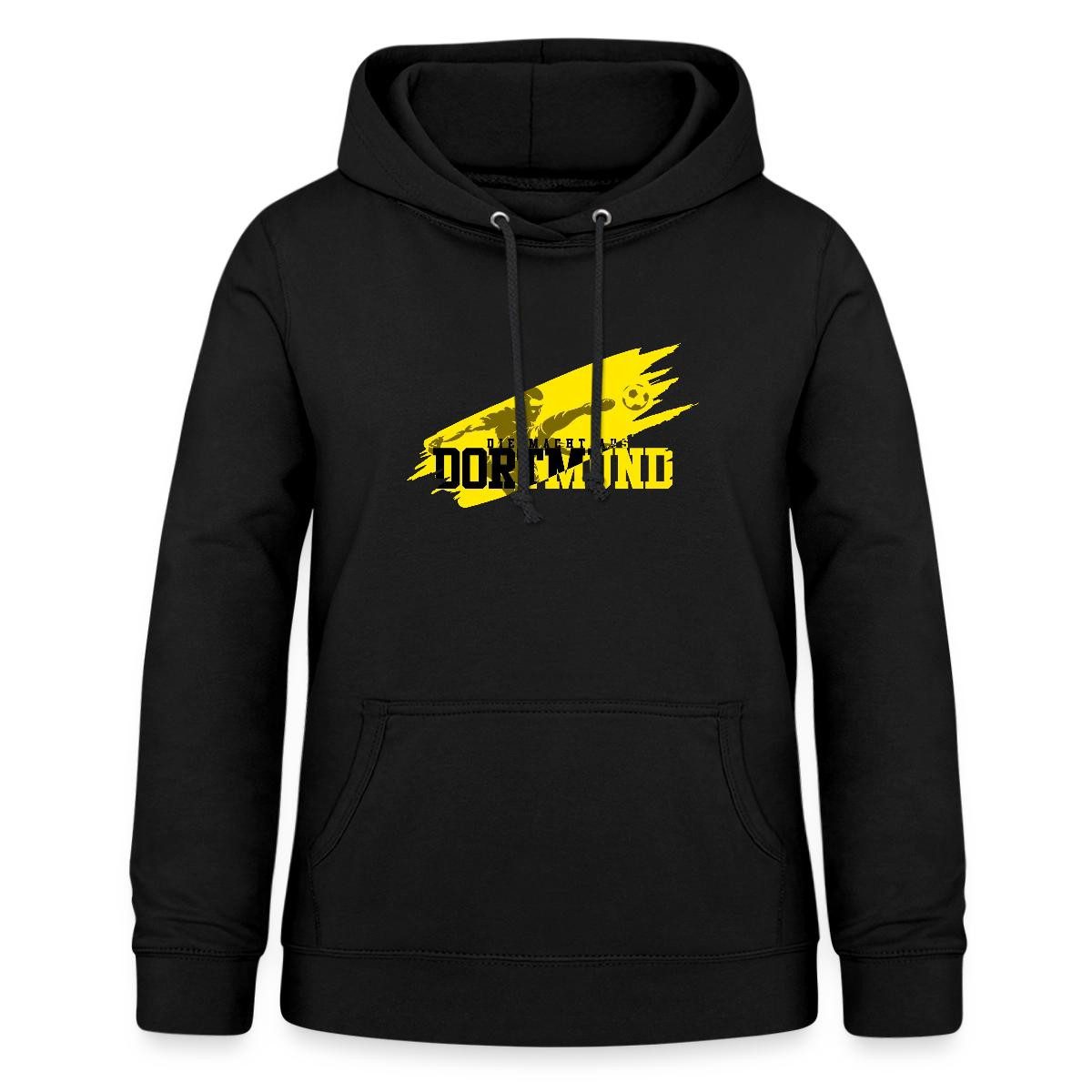 Spreadshirt Hoodie Die Macht Aus Dortmund Schwarz-Gelb Fußball Fan Damen Ho günstig online kaufen